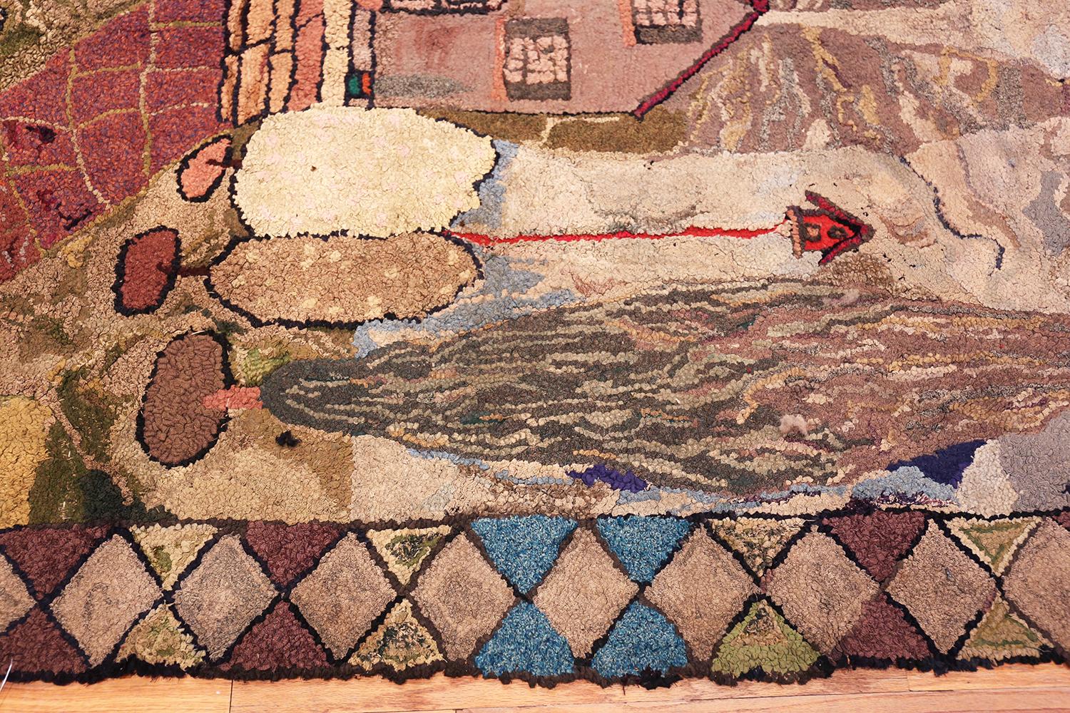 Nazmiyal Collection Tappeto antico americano con ganci 5 ft 10 in x 7 ft In condizioni buone in vendita a New York, NY