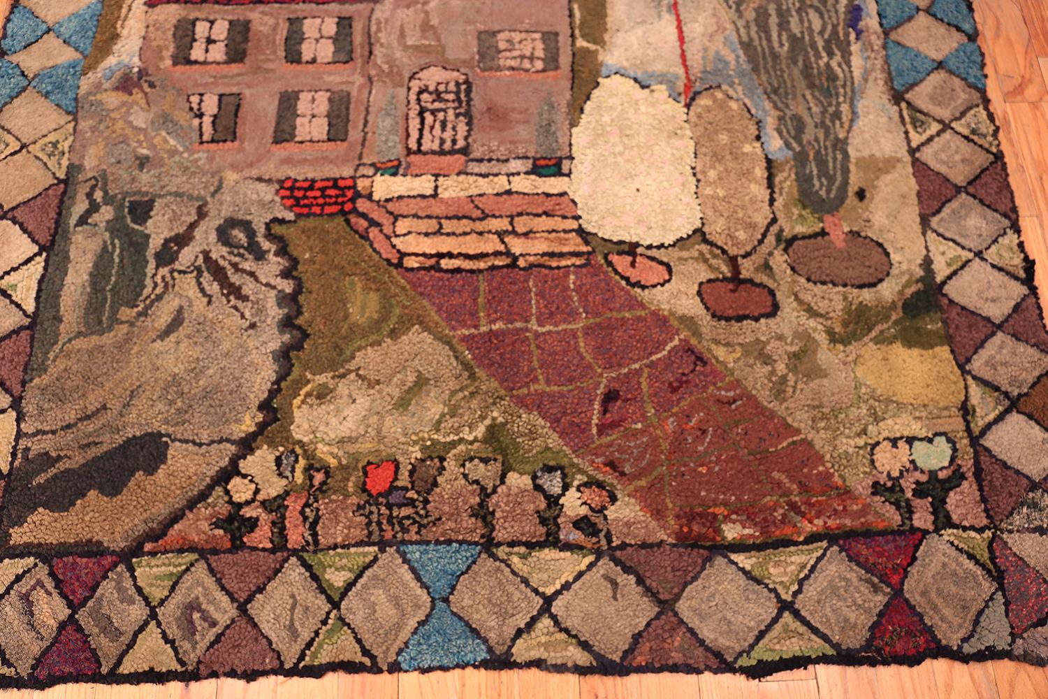 Lana Nazmiyal Collection Tappeto antico americano con ganci 5 ft 10 in x 7 ft in vendita