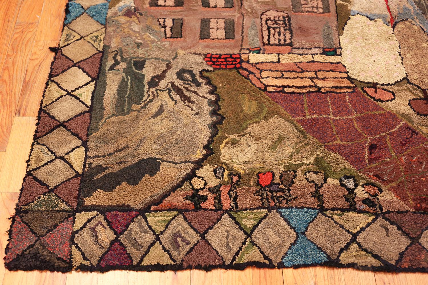 Nazmiyal Collection Tappeto antico americano con ganci 5 ft 10 in x 7 ft in vendita 1