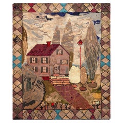 Nazmiyal Collection Antique American Hooked Rug 5 ft 10 in x 7 ft