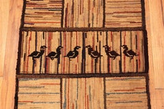 Nazmiyal Collection Antique American Hooked Runner Folk Life Rug