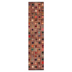 Nazmiyal Collection Antique American Hooked Runner Rug 1 ft 10 in x 8 ft 10 in