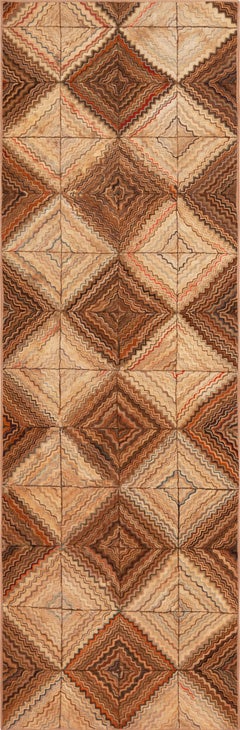 Nazmiyal Collection Antique American Hooked Runner Rug 3 ft 5 in x 10 ft 6 in