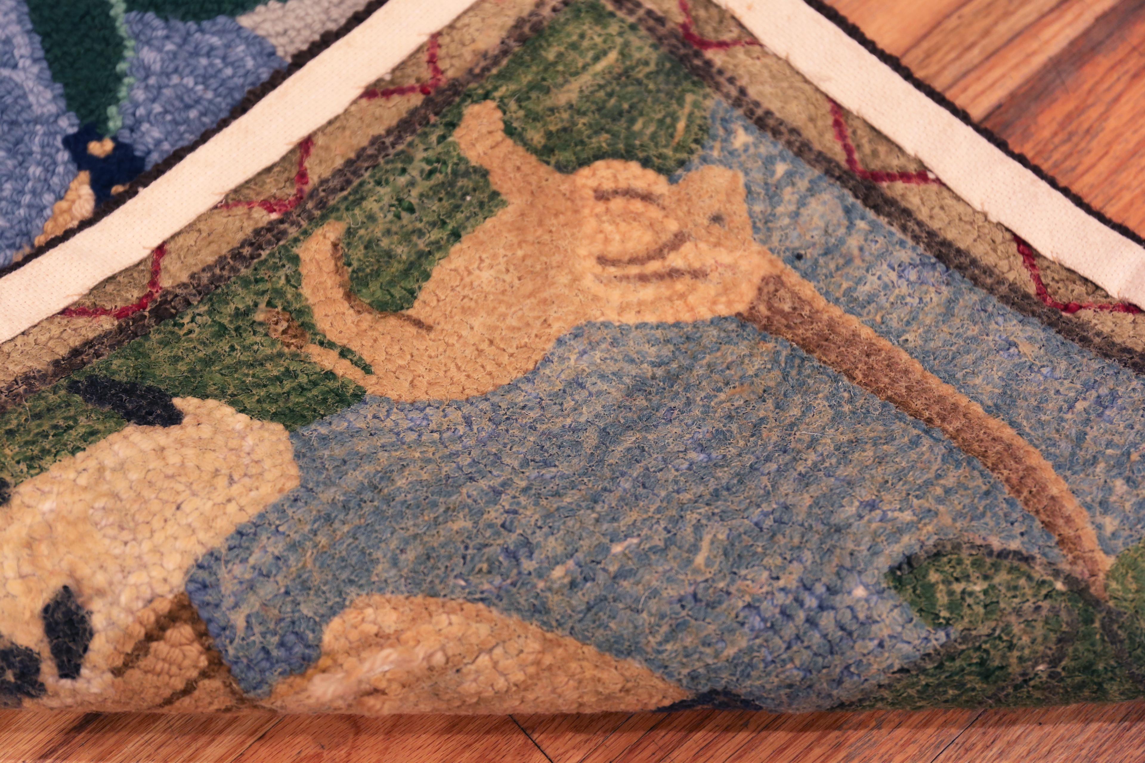 Antiker Folklore-Hakenteppich mit der Darstellung der Arche Noah, Herkunftsland: Amerika, CIRCA datum: 1920 