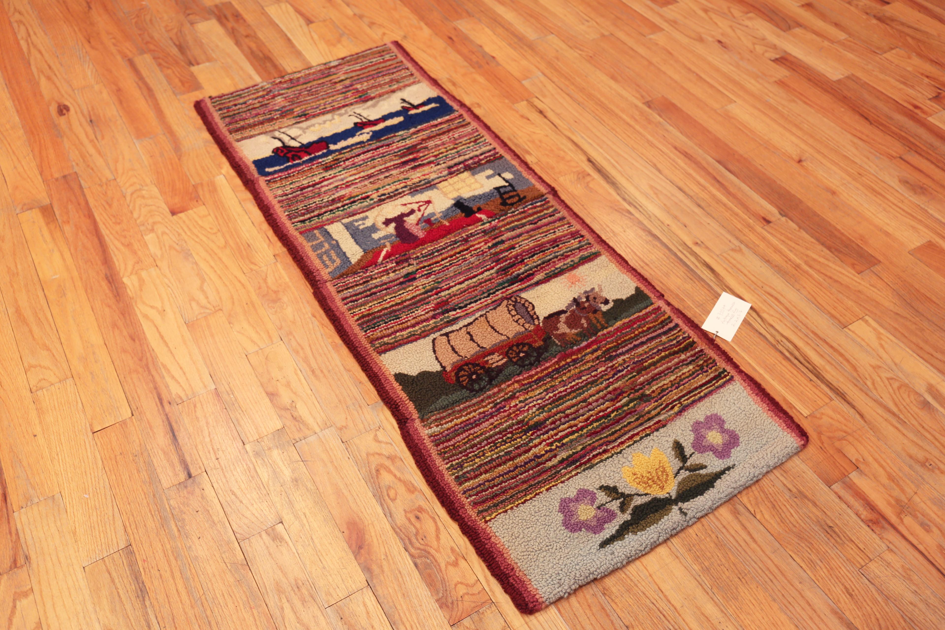 Nazmiyal Collection Antique American Läufer Teppich 2 ft 2 in x 5 ft 7 in (20. Jahrhundert) im Angebot