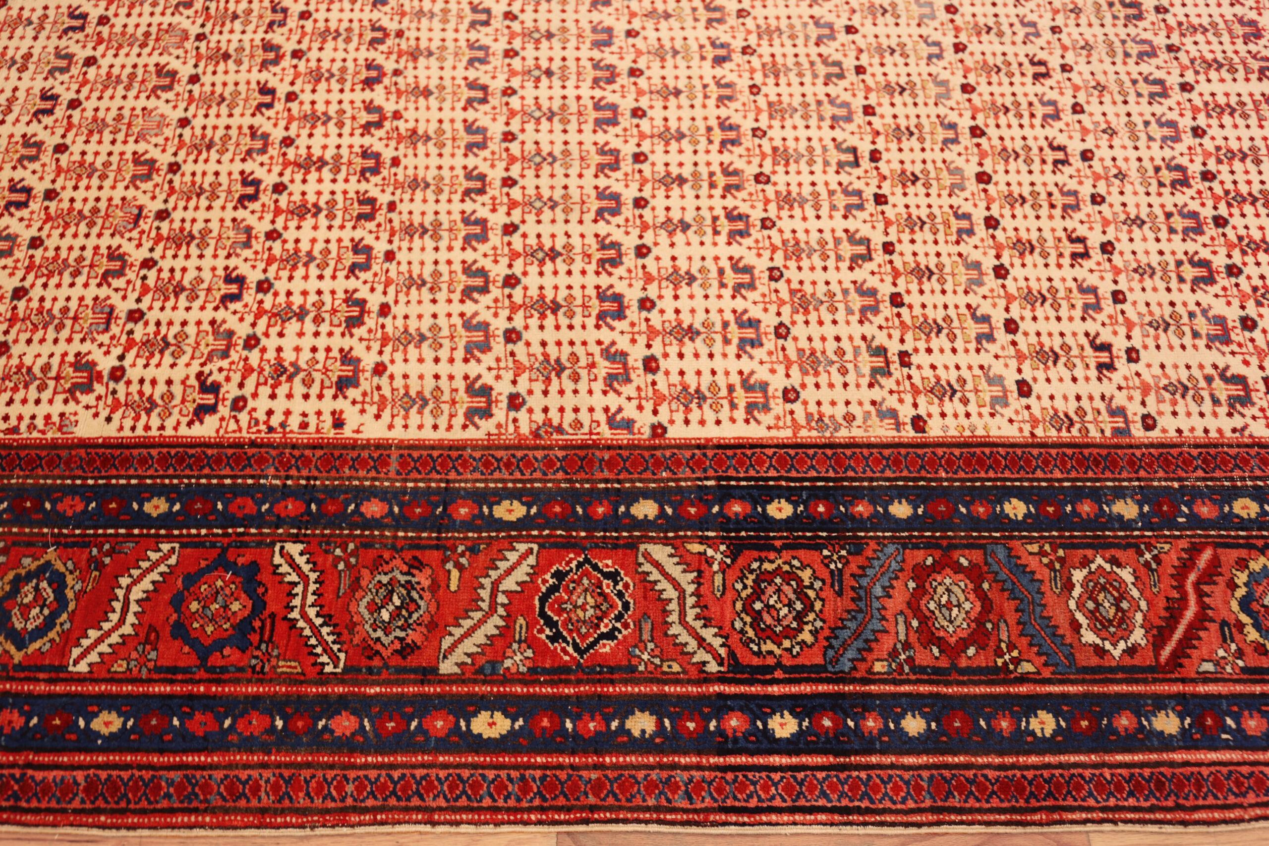Unique Antique Bakhshaish Rug Persian Village Carpet with Allover Motifs, Origin: Persian, Circa Date: 1900