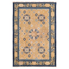Nazmiyal Collection Antique c.1850 Chinese Ningxia Hand-Knotted Wool Rug 4' X 6'
