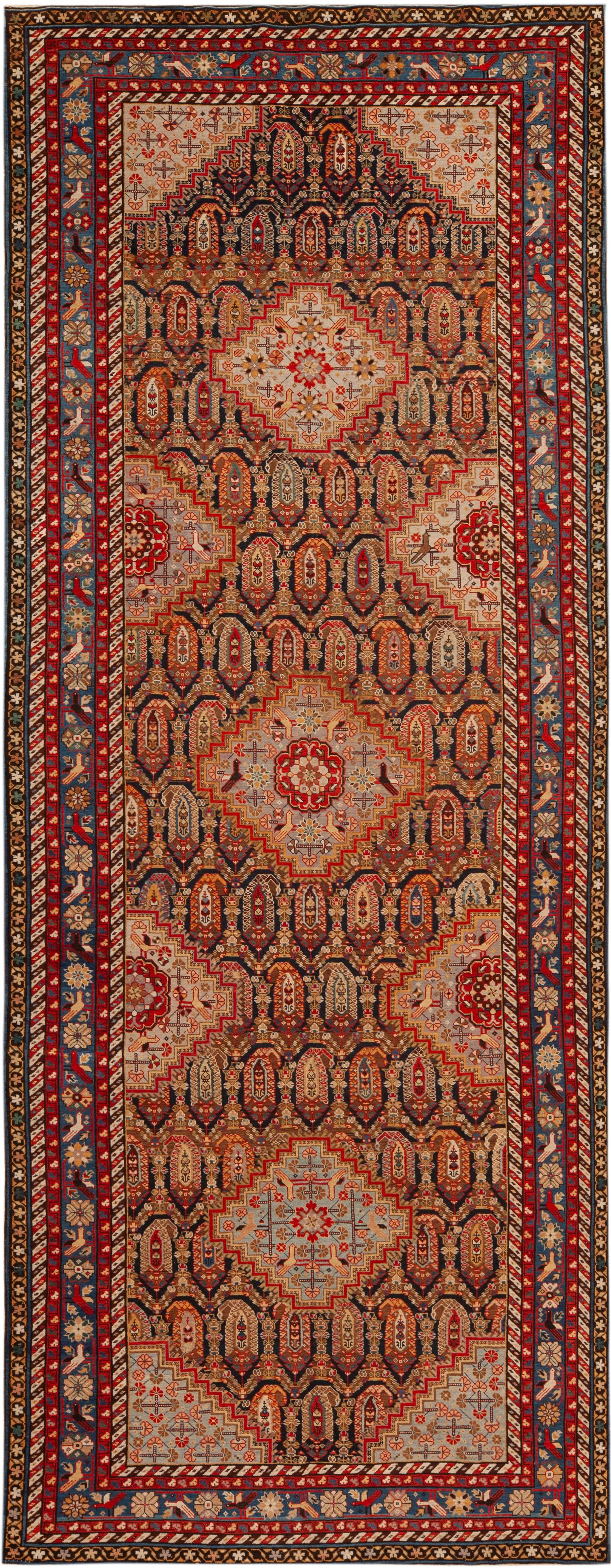 Nazmiyal Collection Antique Caucasian Baku Runner Rug 4 ft 11 in x 13 ft Tribal en venta