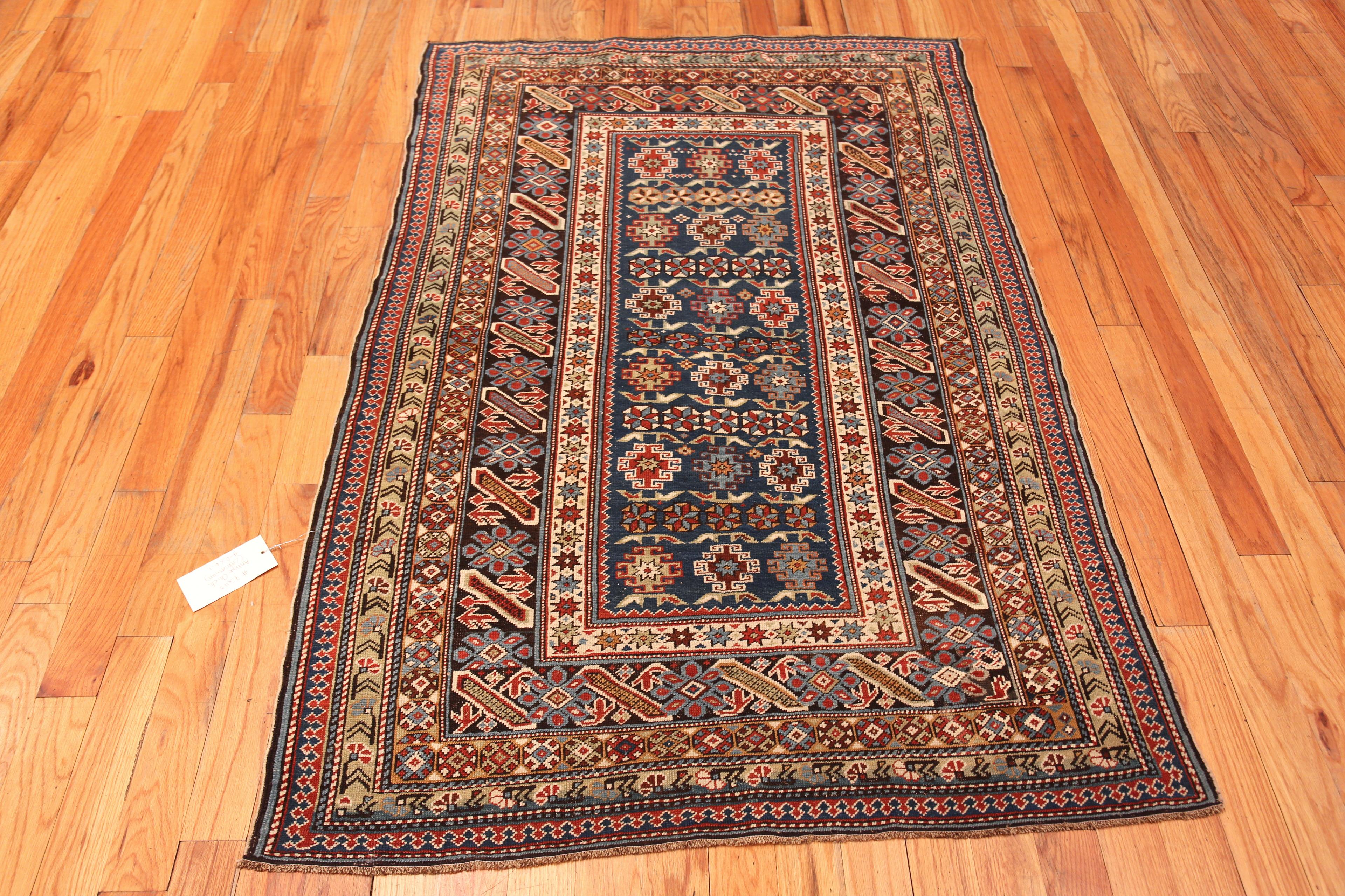 Small Tribal Antique Caucasian Chi Chi Rug, Country of Origin: Caucasus, Circa date: 1900. Size: 4 ft x 6 ft 1 in (1.22 m x 1.85 m)
