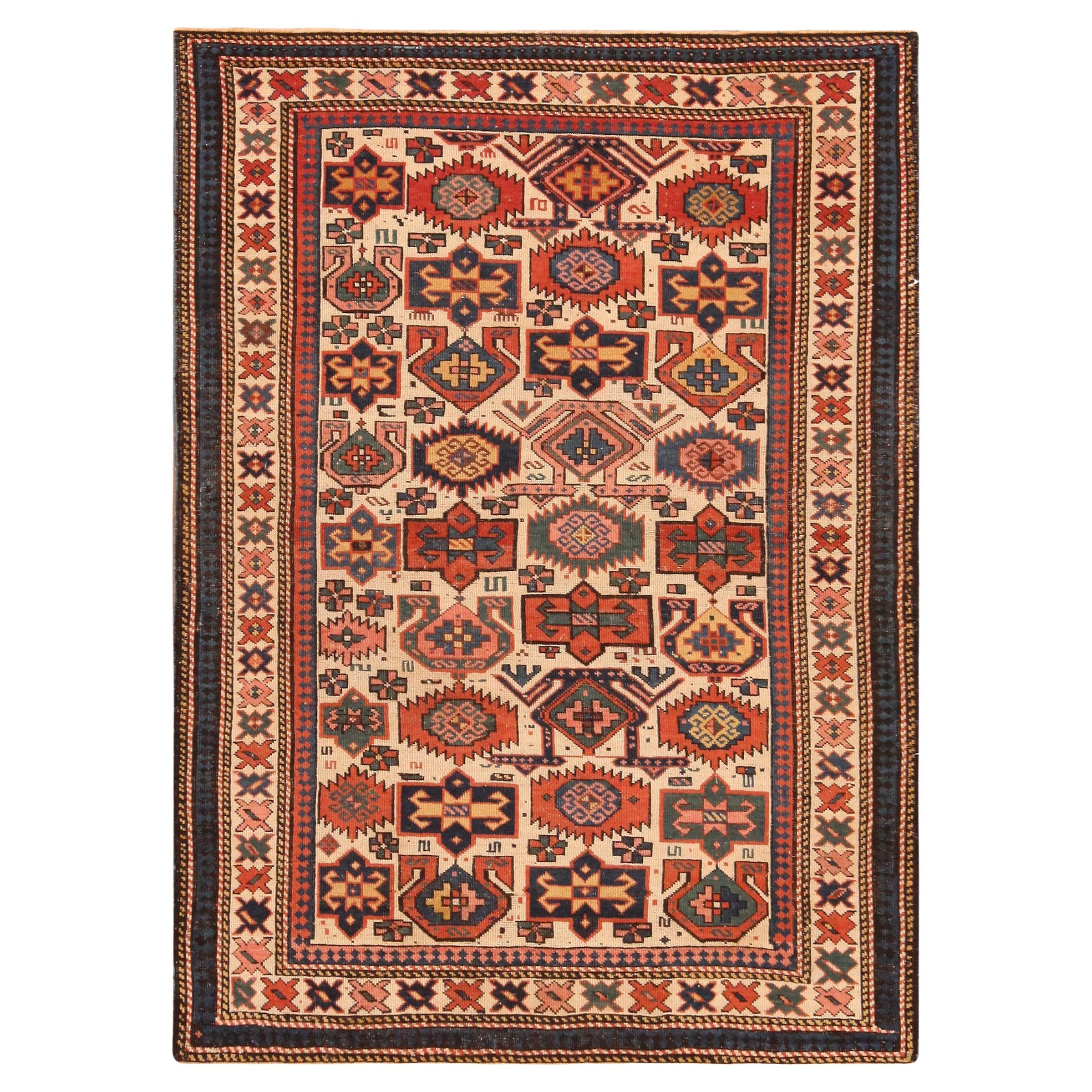 Antique Caucasian Kuba Rug. 3 ft 7 in x 4 ft 10 in 