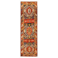 Tapis de couloir Lankoran caucasien ancien. Taille : 1,02 m x 3,30 m