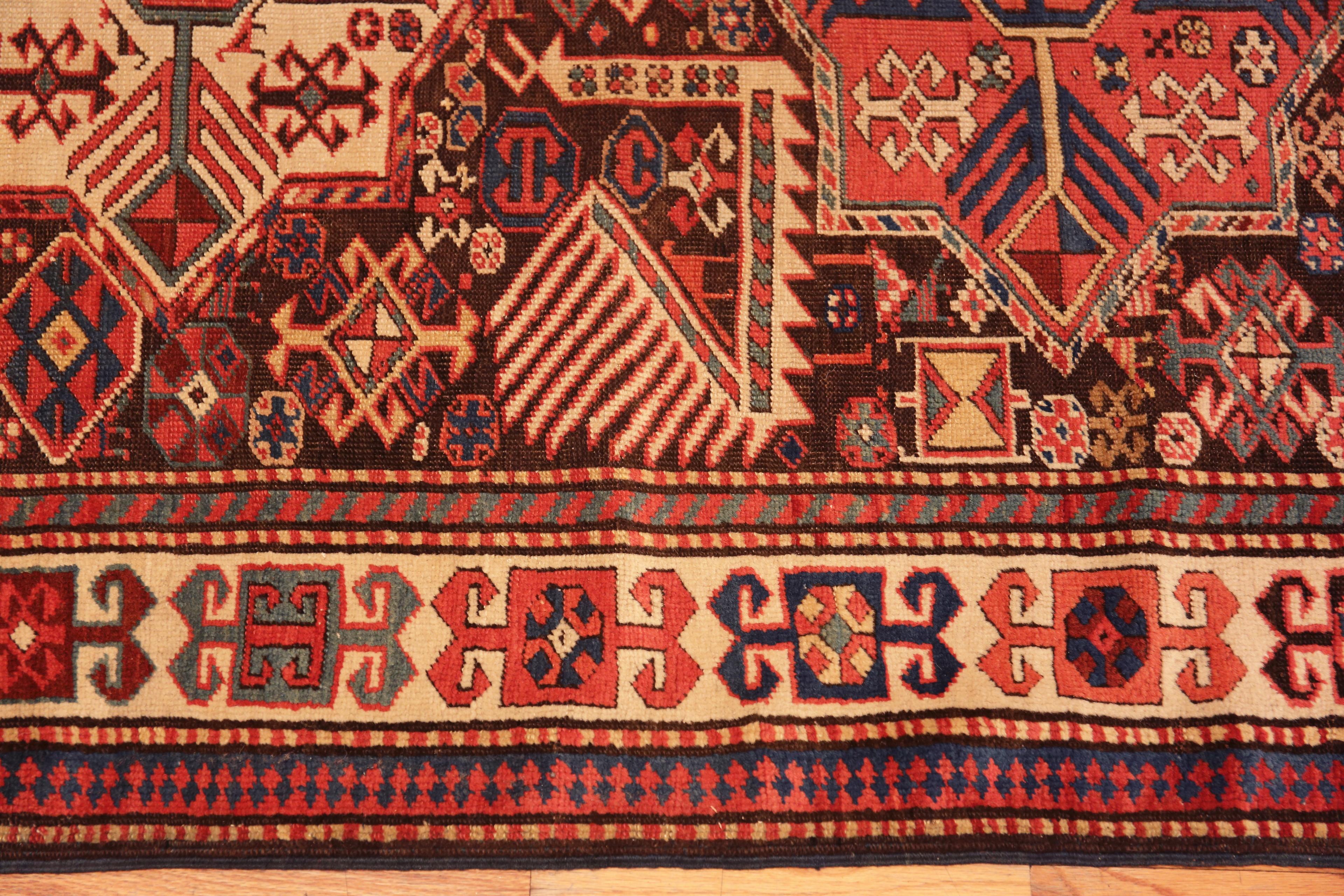 Tribal Antique Caucasian Rug. 4 ft x 9 ft 9 in For Sale