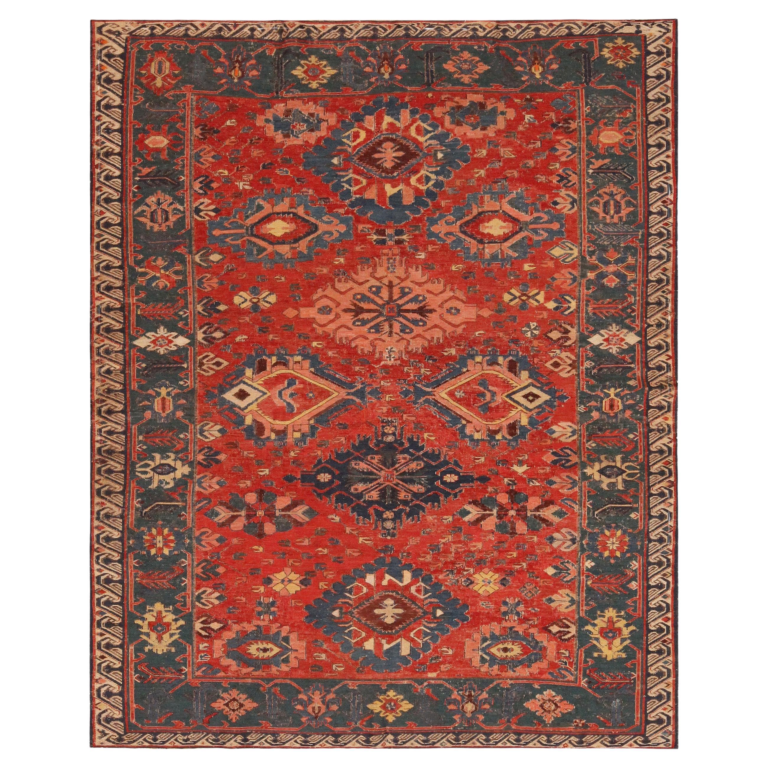 Kilim caucasien ancien Soumak. 5 pieds x 6 pieds