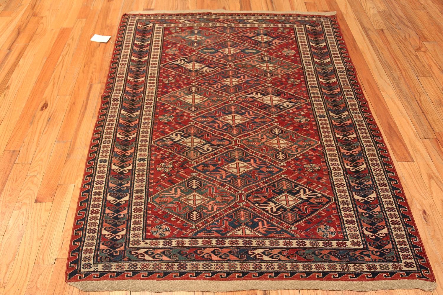 A Beautiful Smaller Size Gorgeously Rustic and Tribal Antique Flat Woven Caucasian Soumak Rug, Country of Origin: Caucasus, Circa Date: 1900 – Without a doubt, the antique Caucasian Soumak rugs are some of the most beautiful area rugs in the world.