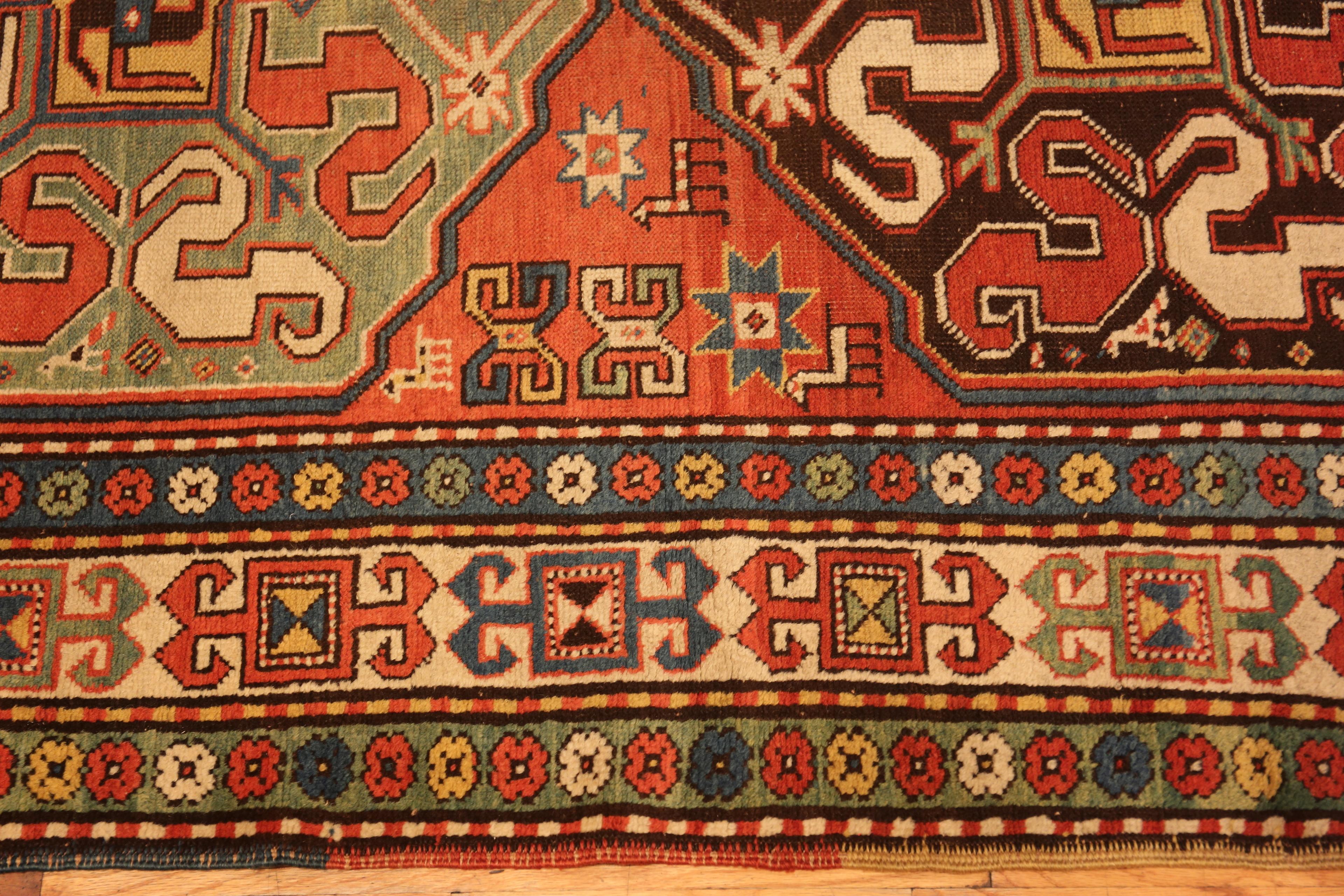 Antique Caucasian Tribal Kazak Rug. 4 ft 4 in x 6 ft 6 in In Good Condition For Sale In New York, NY