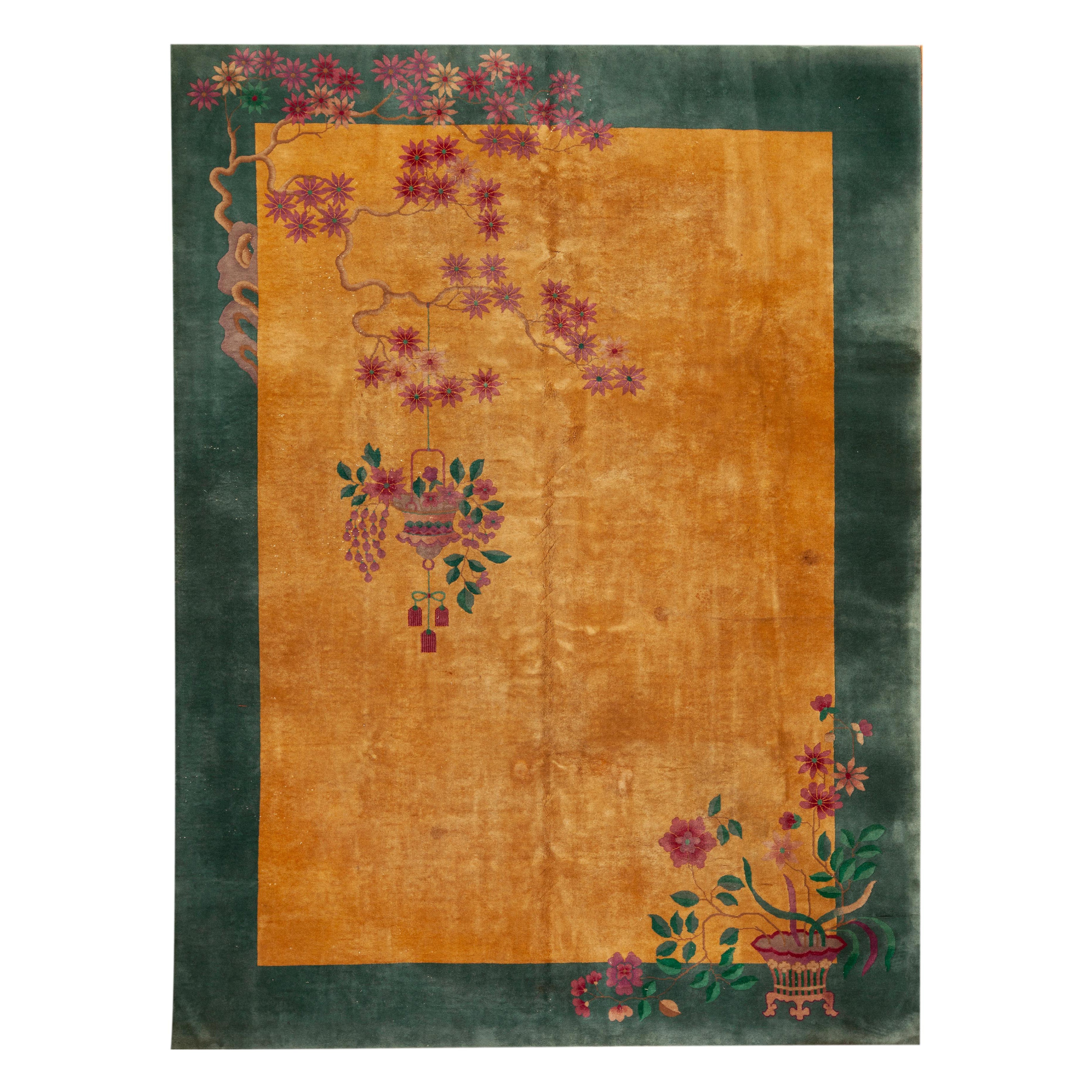 Nazmiyal Collection Antique Chinese Art Deco Nichols Rug 8 ft 8 in x 11 ft 5 in en vente