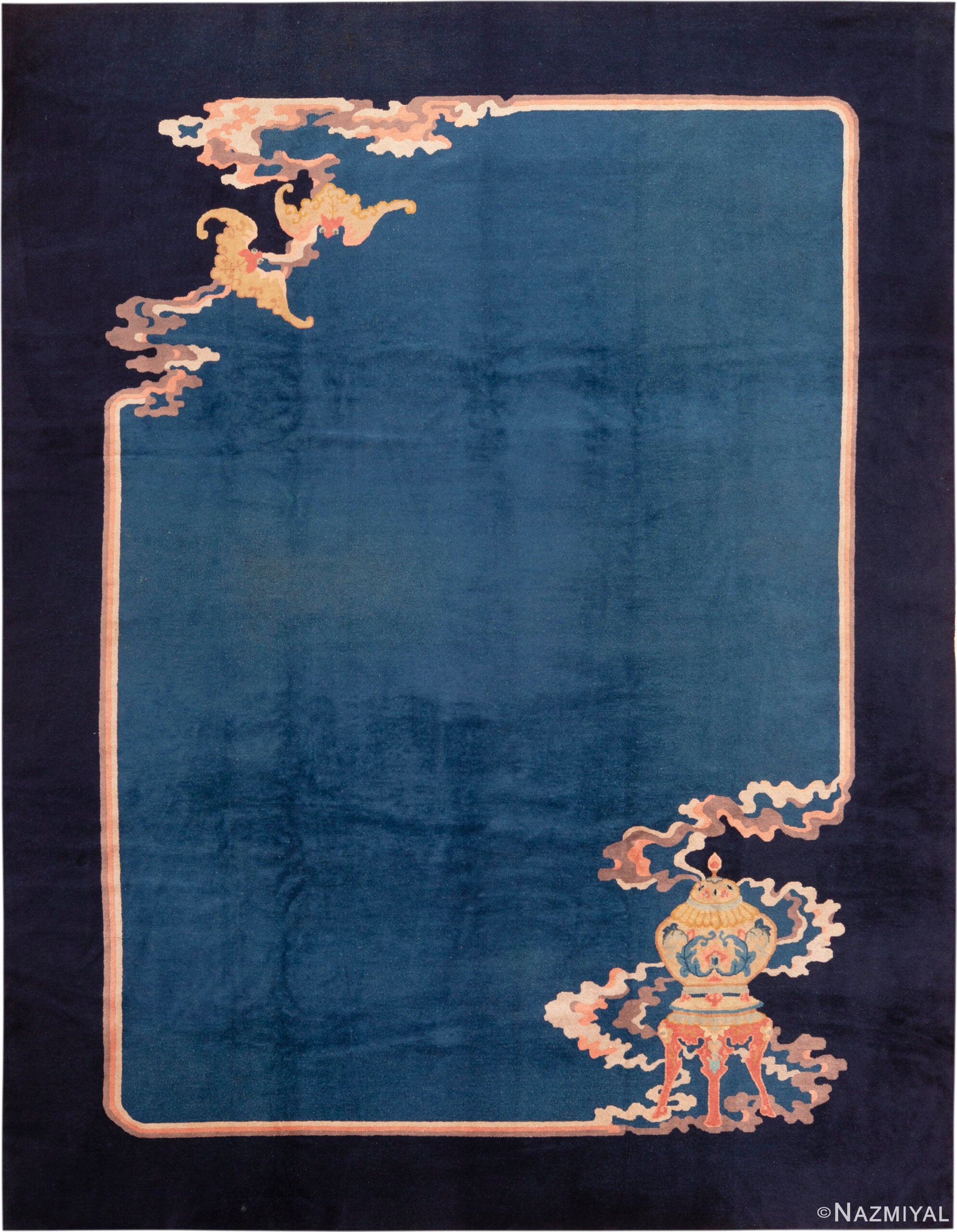 Nazmiyal Collection Antique Chinese Art Deco Rug 9 ft 1 in x 11 ft 8 in For Sale