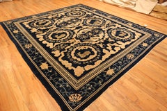Nazmiyal Collection Antique Chinese Blue Rug Deer Motifs 10 ft 3 in x 11 ft 5 in