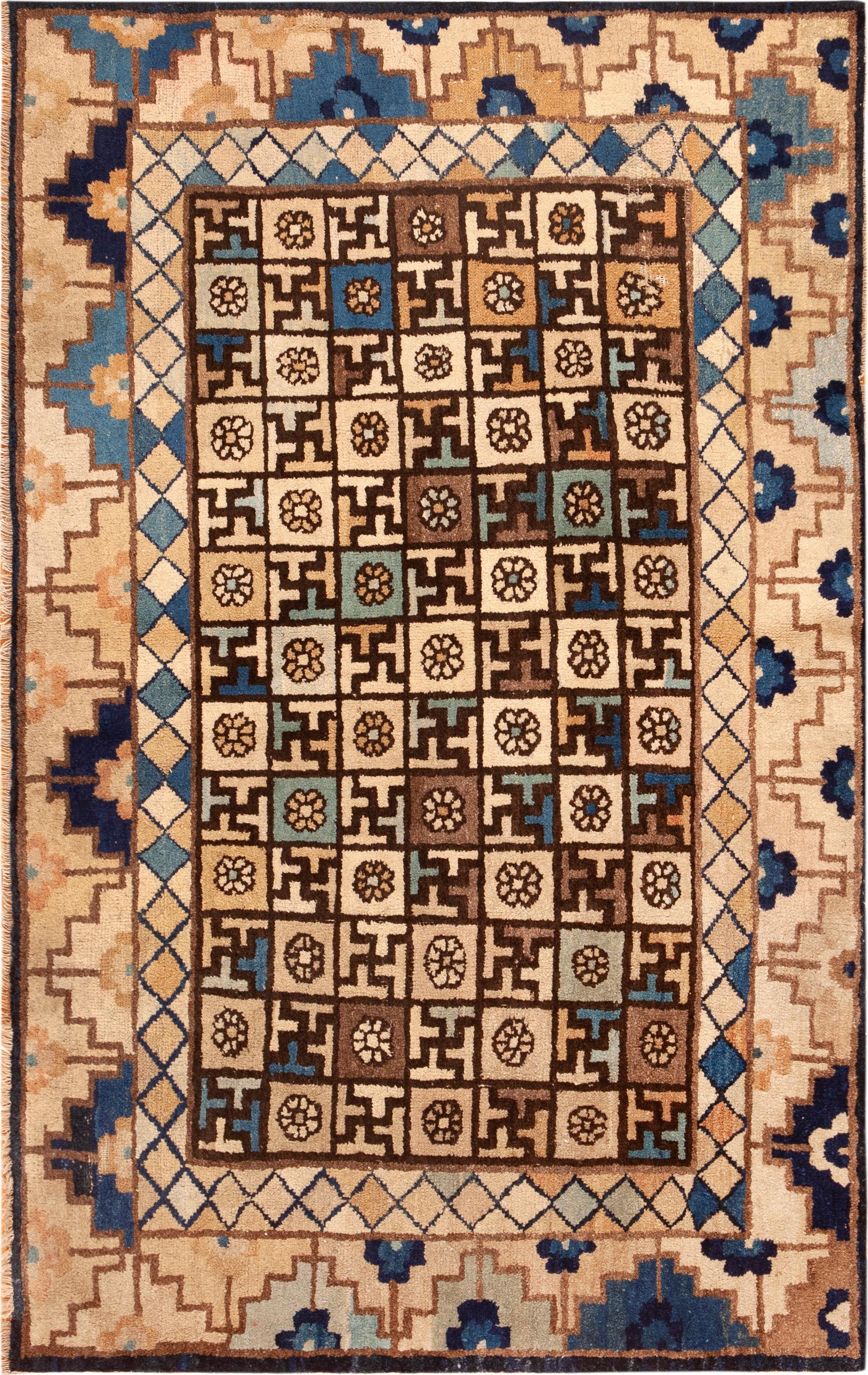 Chinese Chippendale Nazmiyal Collection Antique Chinese Mongolian Design Rug 3'7