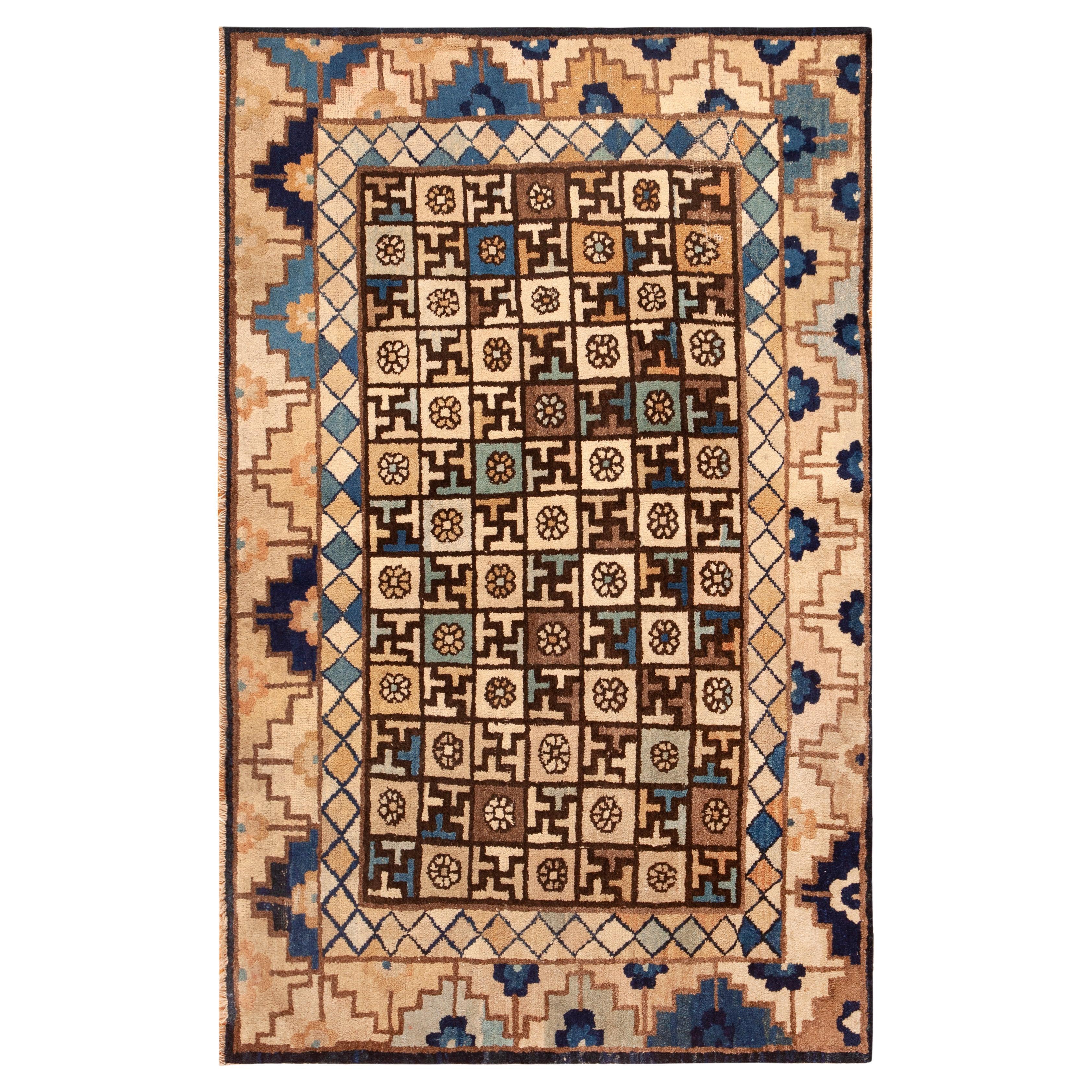 Nazmiyal Collection Antique Chinese Mongolian Design Rug 3'7" x 5'10" For Sale