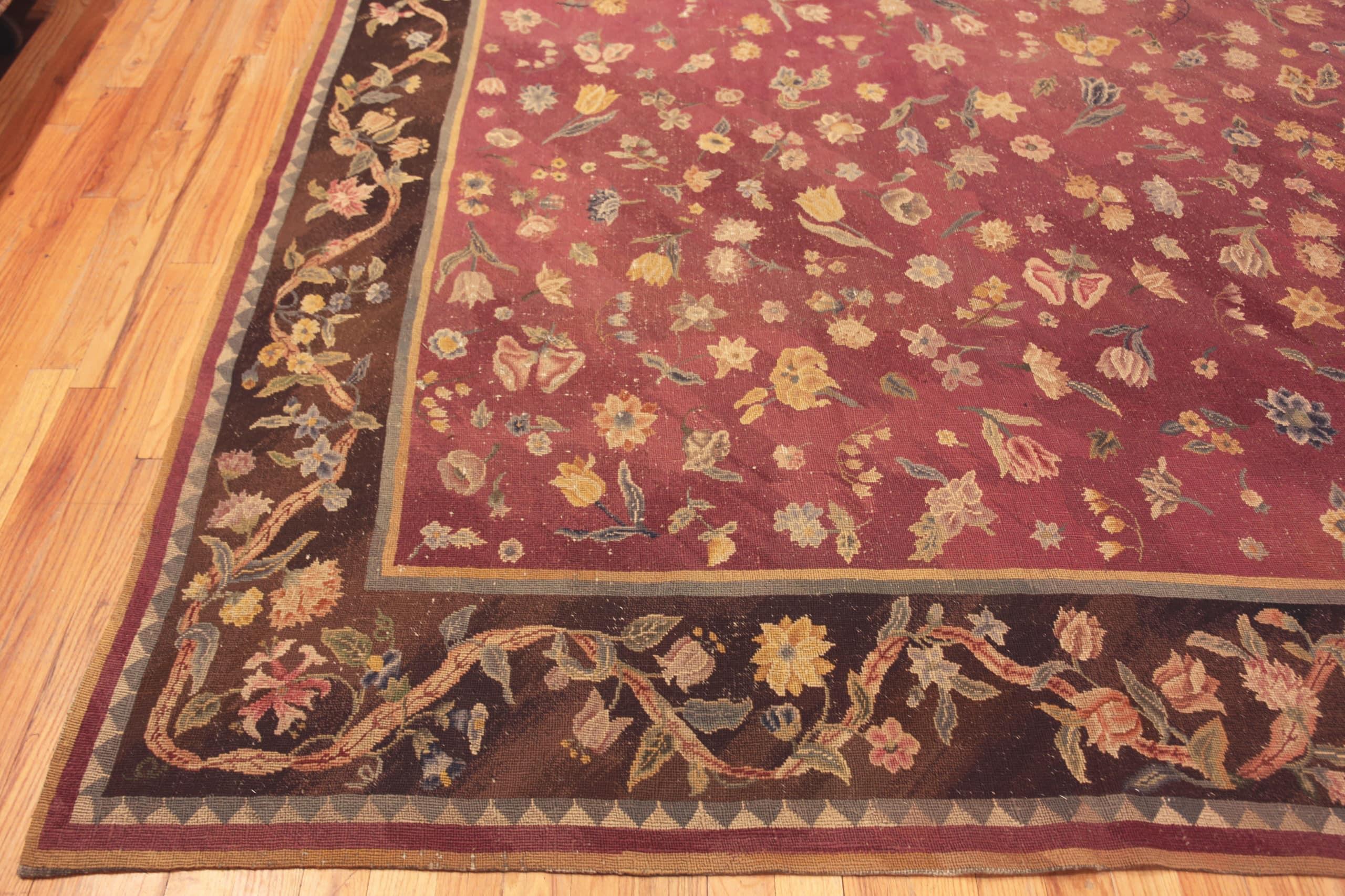 Other Antique English Needlepoint Rug. 14 ft 3 in x 14 ft 8 in For Sale