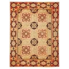 Nazmiyal Collection Antique English Needlepoint Rug 6 ft 5 in x 8 ft 5 in