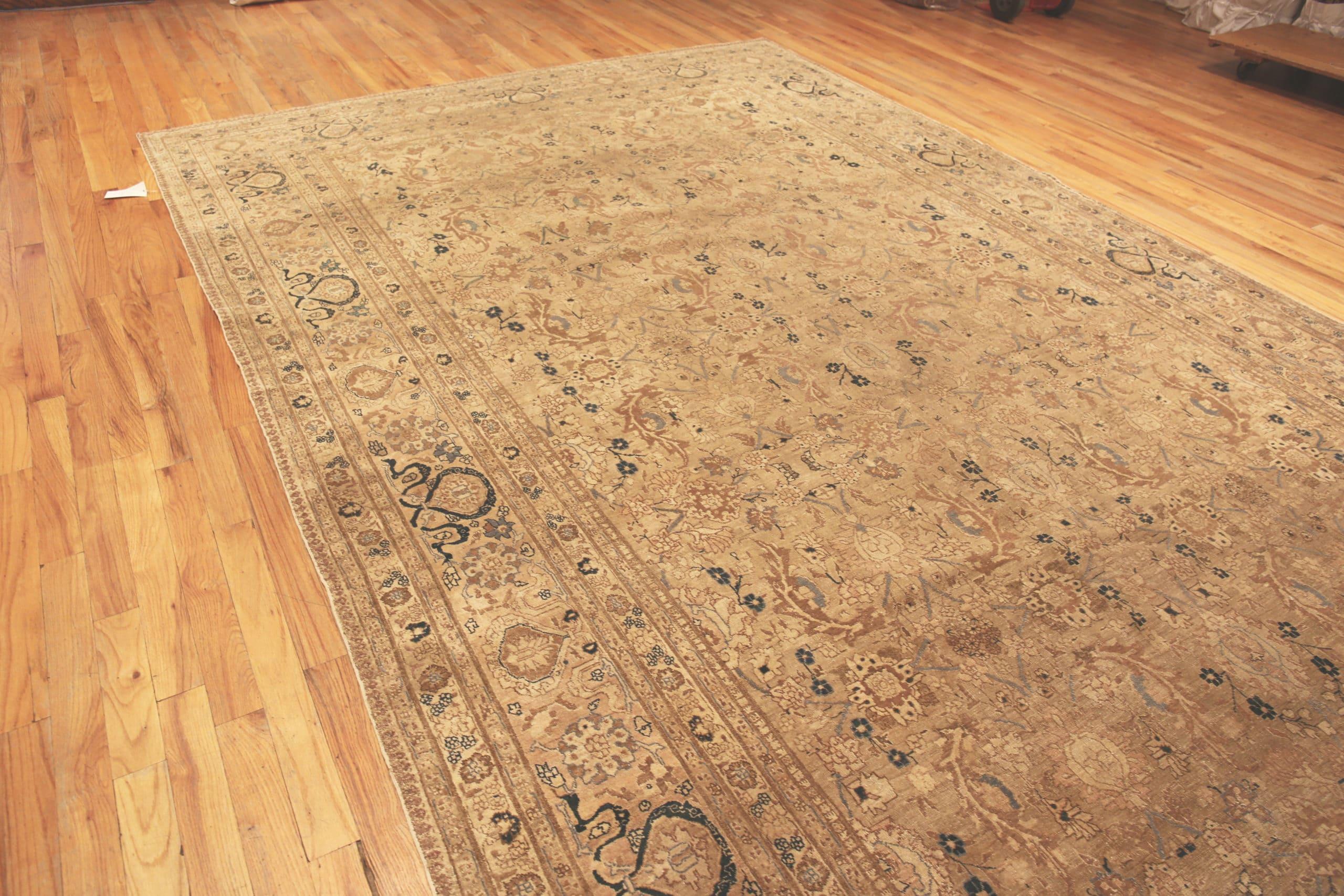 Bellissimo grande tappeto decorativo avorio crema antico Tabriz persiano, Paese d'origine: Persia, Data di realizzazione: 1900. Dimensioni: 10 ft 2 in x 16 ft 9 in

