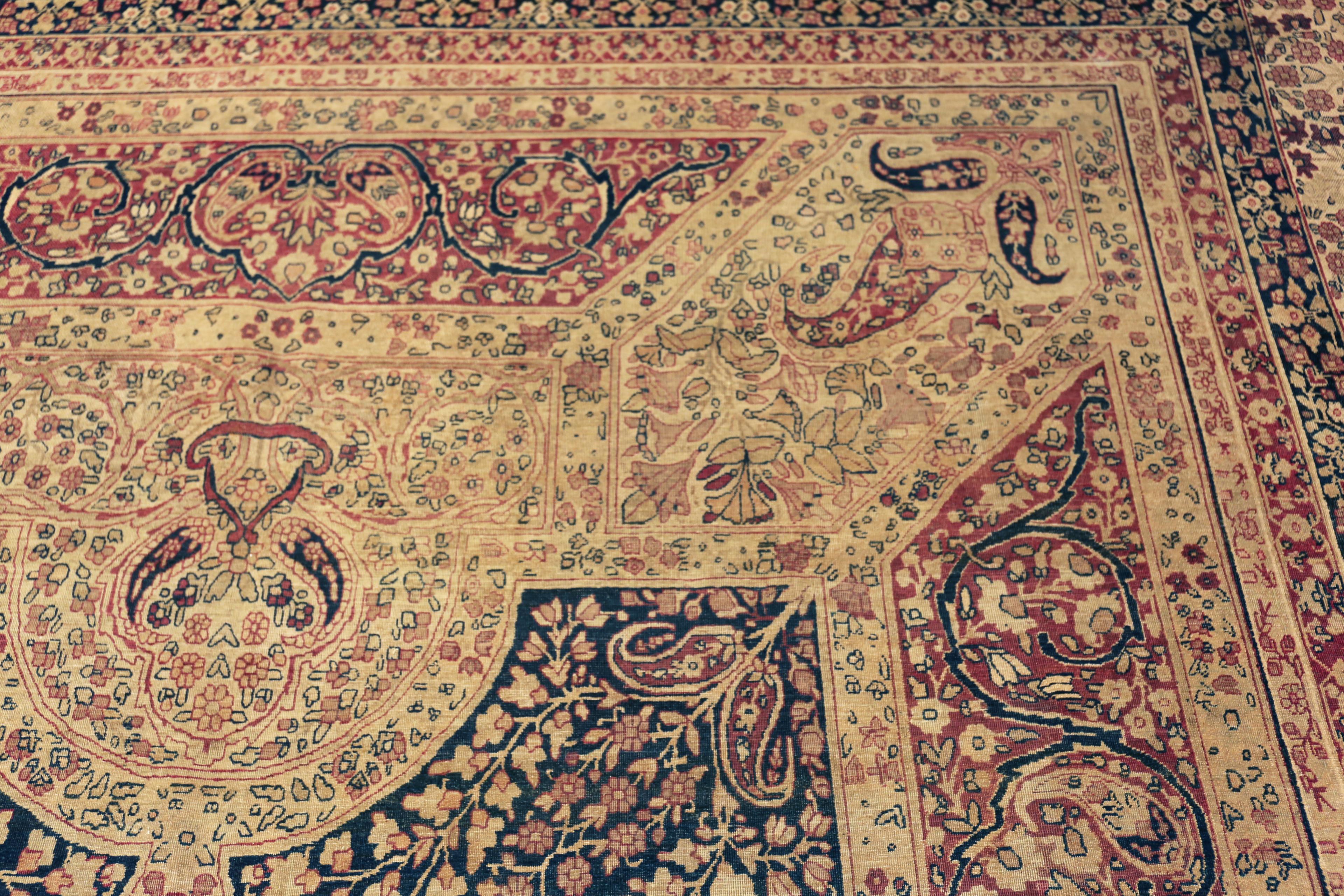 Nazmiyal Collection Antique Floral Design Kerman Teppich 10 ft 6 in x 15 ft (Wolle) im Angebot