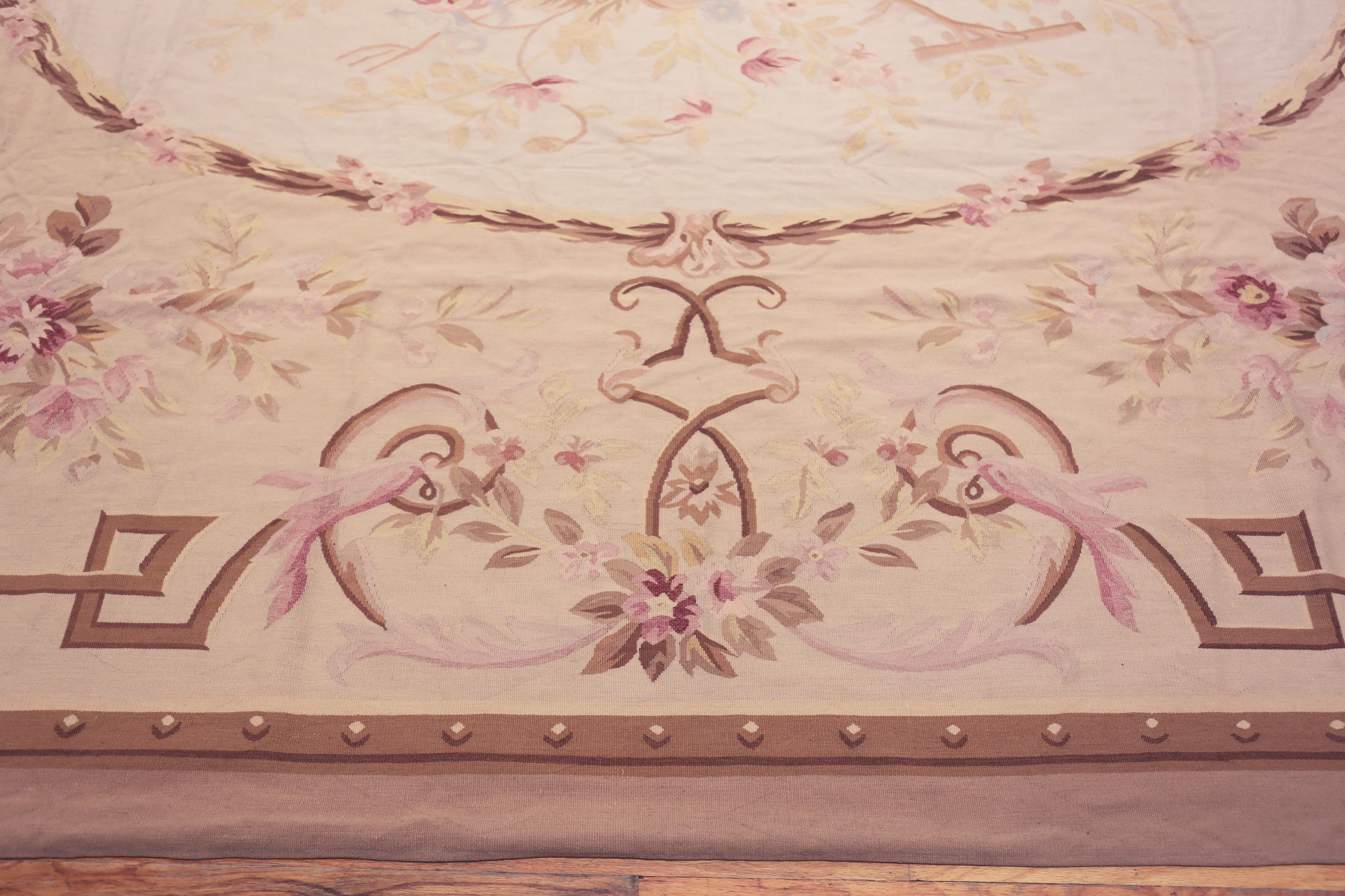 Hand-Knotted Nazmiyal Collection Antique French Aubusson Carpet 9 ft 10 in x 14 ft For Sale