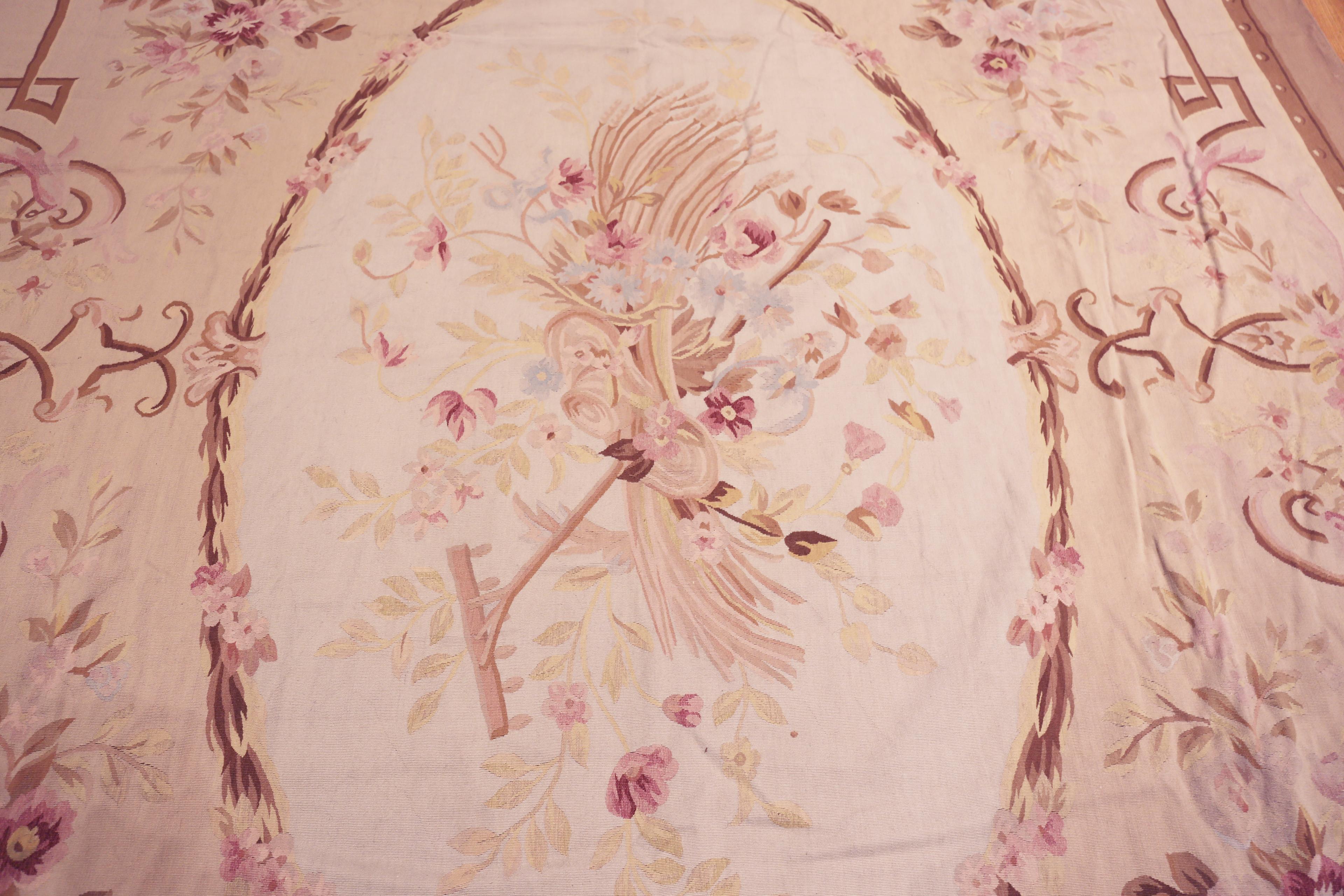 Wool Nazmiyal Collection Antique French Aubusson Carpet 9 ft 10 in x 14 ft For Sale