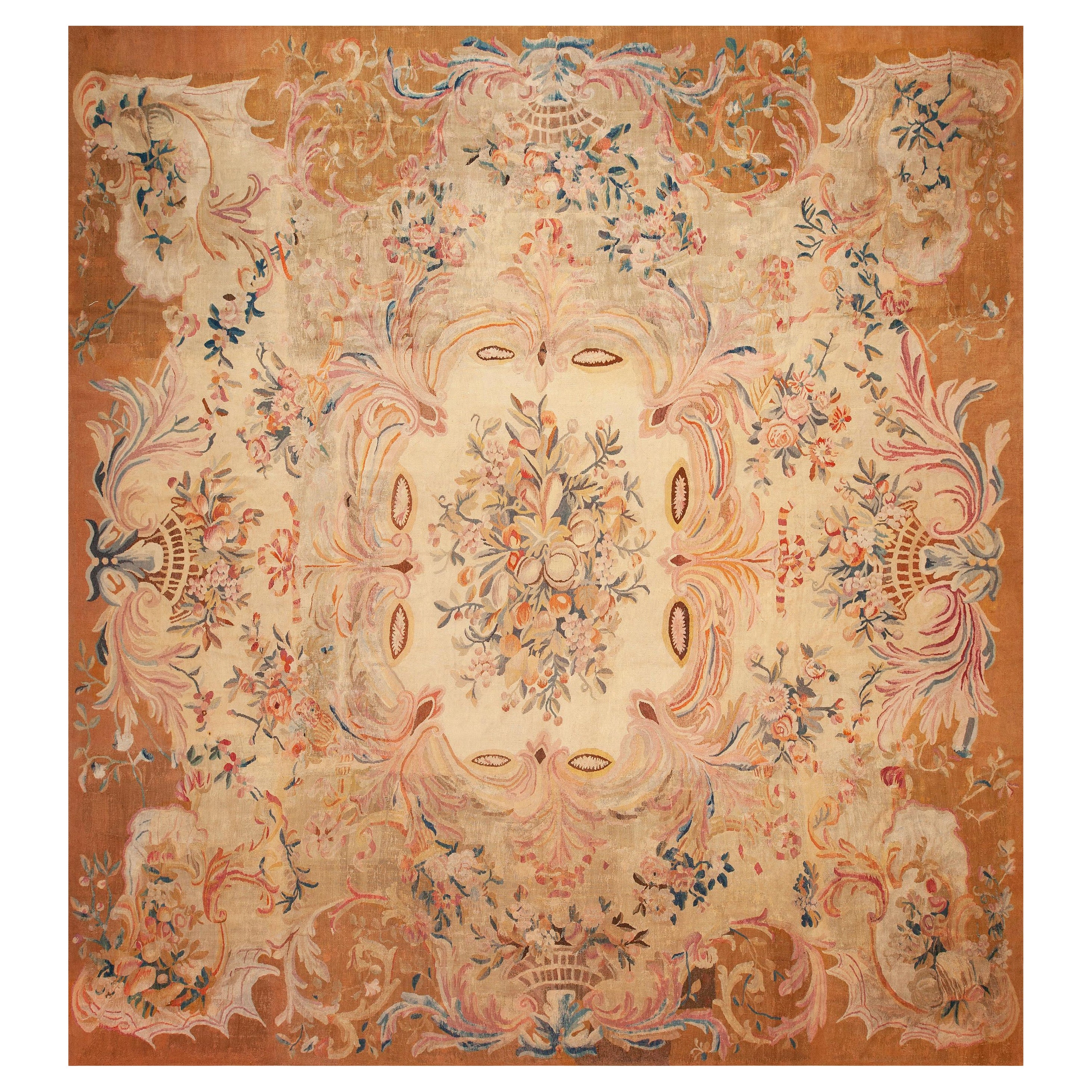 Nazmiyal Collection Antique French Aubusson Rug 14 ft 7 in x 16 ft 6 in