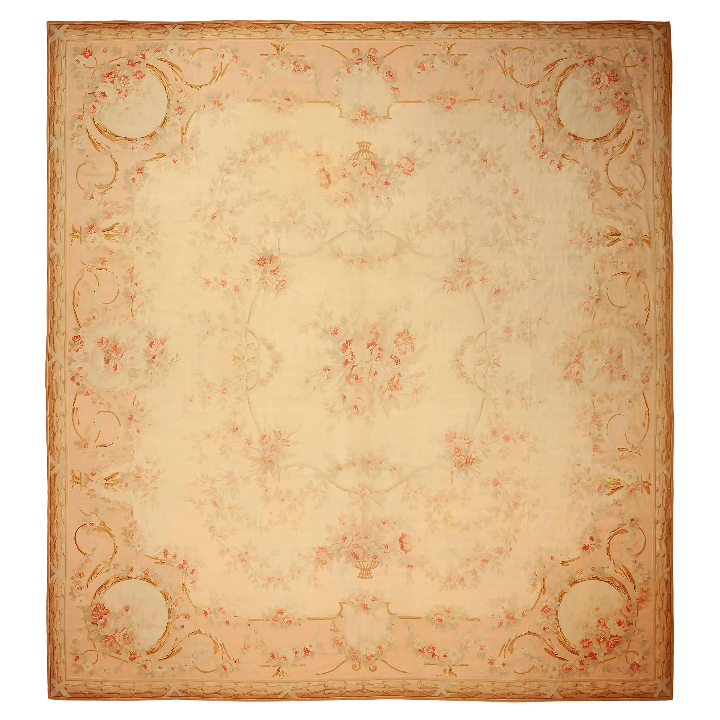 Nazmiyal Collection Antique French Aubusson Rug 16 ft 2 in x 17 ft 9 in