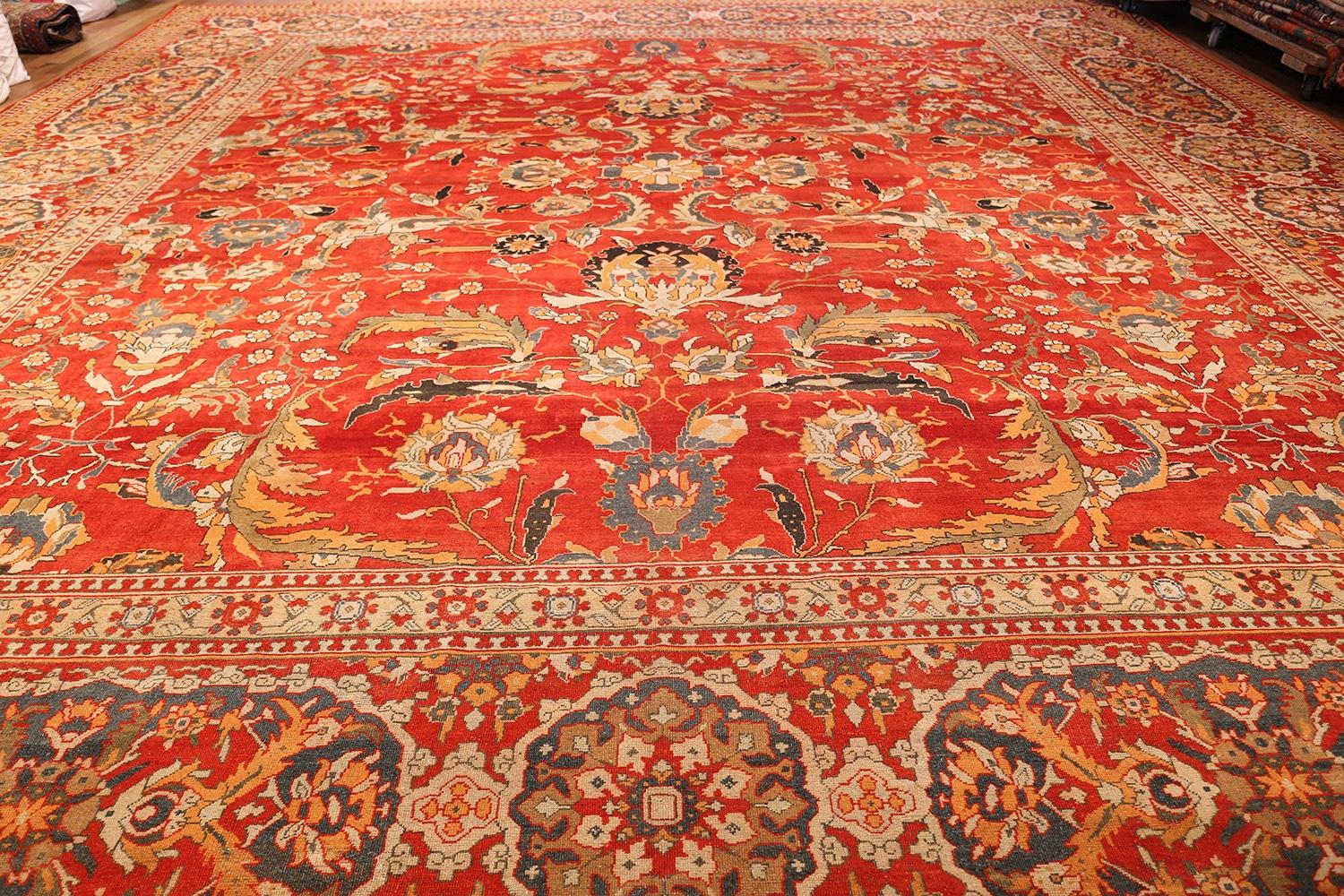 A Magnificent and Happy Large Square Antique Agra Indian Rug, Origin: India, Circa: Late 19th Century. Size: 18 ft x 19 ft 1 in (5.49 m x 5.82 m)

The splendor of classic Mughal court carpets is alive and well in this elegantly opulent antique Agra.