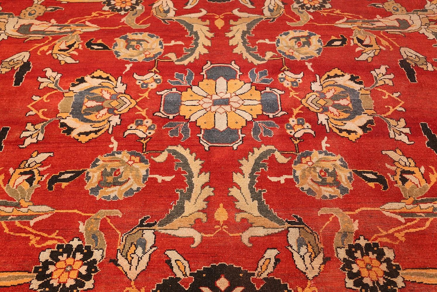 Hand-Knotted Antique Indian Agra Carpet. Size: 18 ft x 19 ft 1 in For Sale