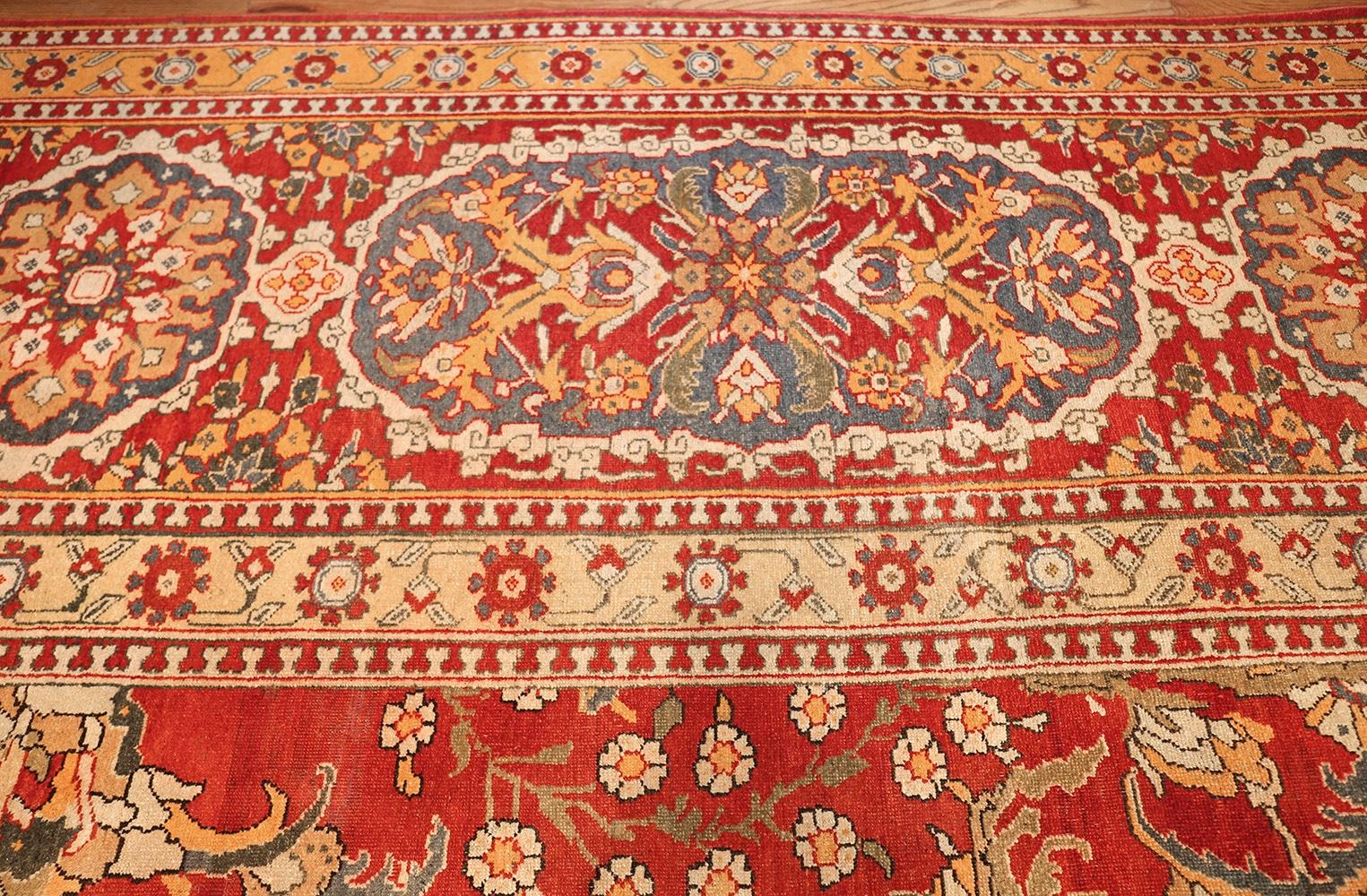 Antique Indian Agra Carpet. Size: 18 ft x 19 ft 1 in In Good Condition For Sale In New York, NY
