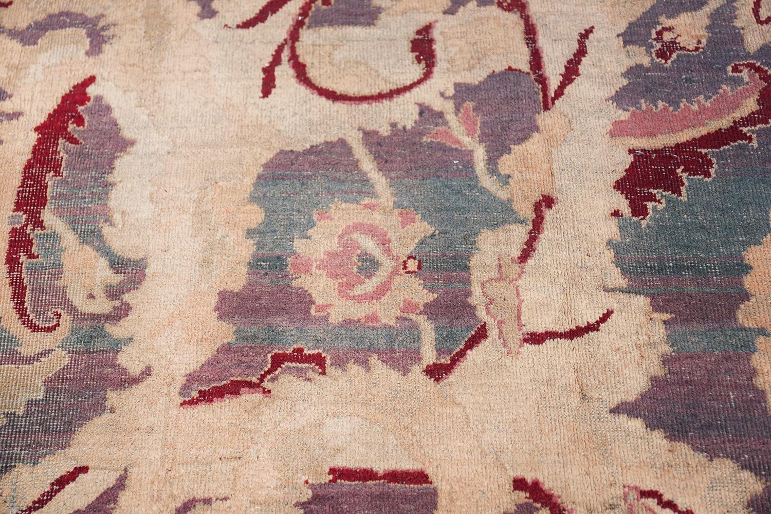 Hand-Knotted Antique Indian Agra Rug. Size: 14 ft x 20 ft 10 in For Sale