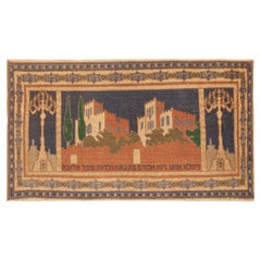 Nazmiyal Collection Antique Israel Bezalel Judaica Landscape Rug 2' X 3'5"