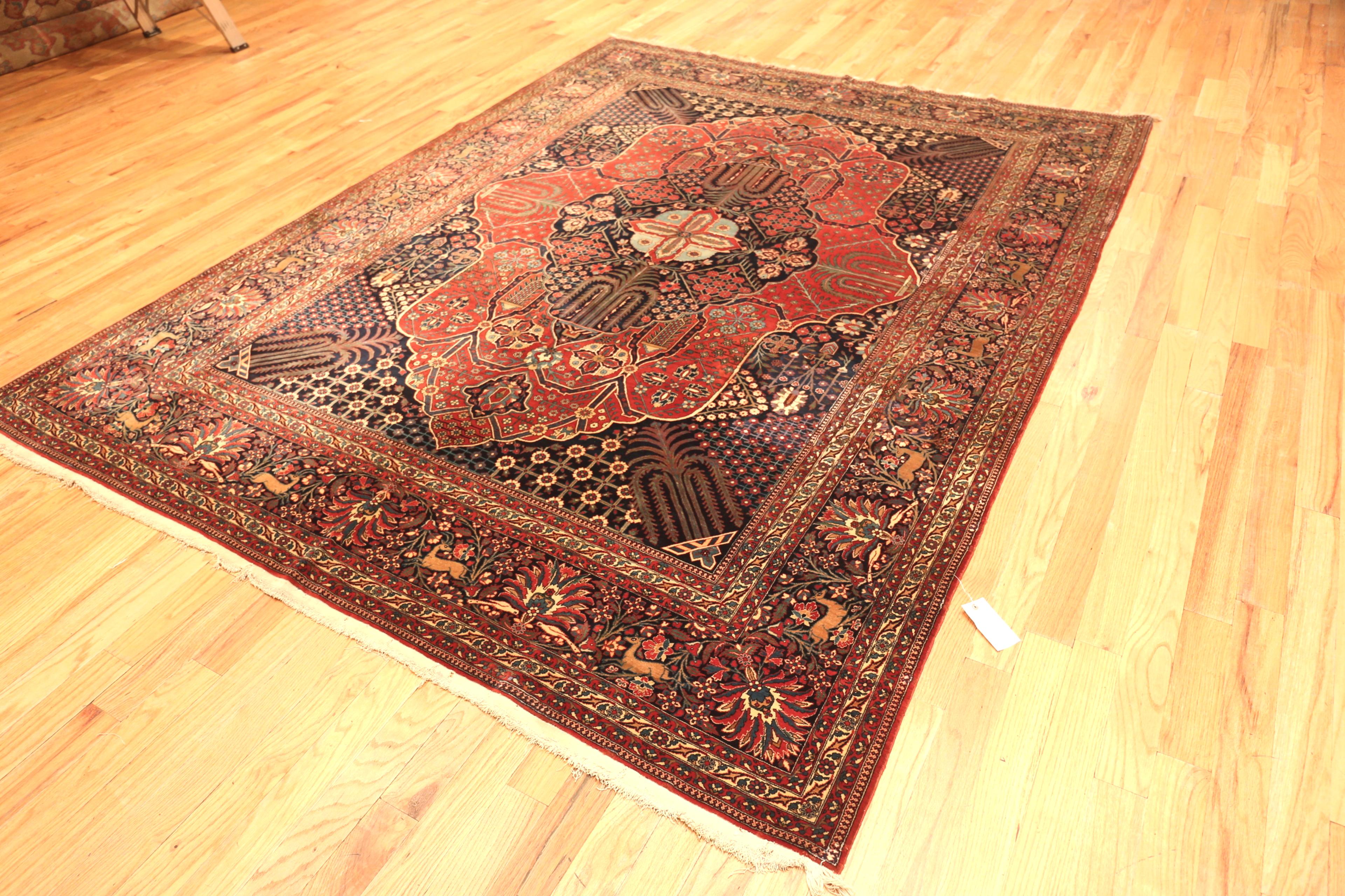 Hand-Knotted Antique Mohtasham Kashan Rug. 7 ft 7 in x 10 ft For Sale