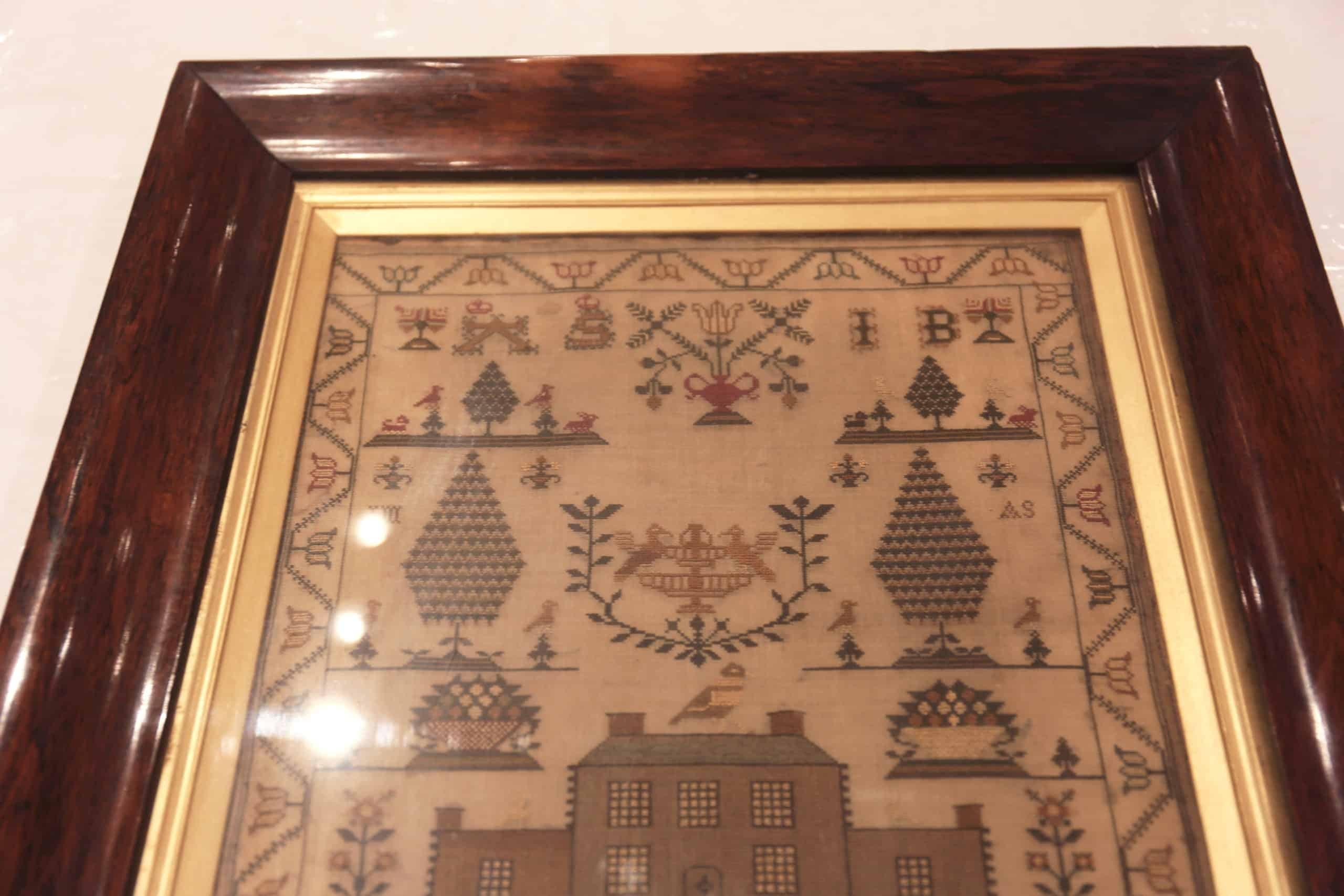 Amazing Antique Wool And Silk Scottish Isabella Sinclair Needlepoint Textile Art Sampler, Country of Origin: Europe, Circa date: Mid 19th Century
