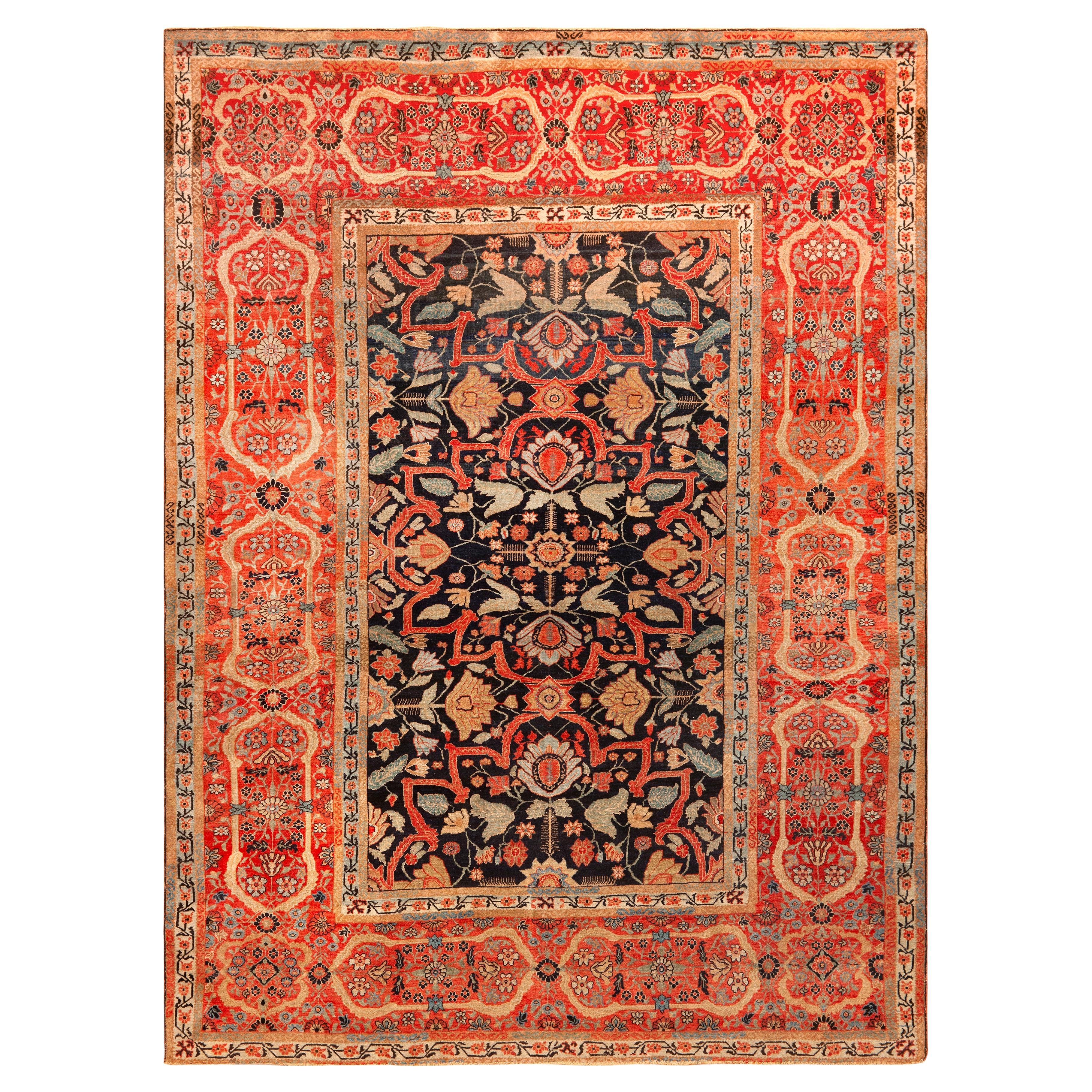 Nazmiyal Collection Antique Persian Farahan Rug 4 ft 10 in x 6 ft 6 in For Sale