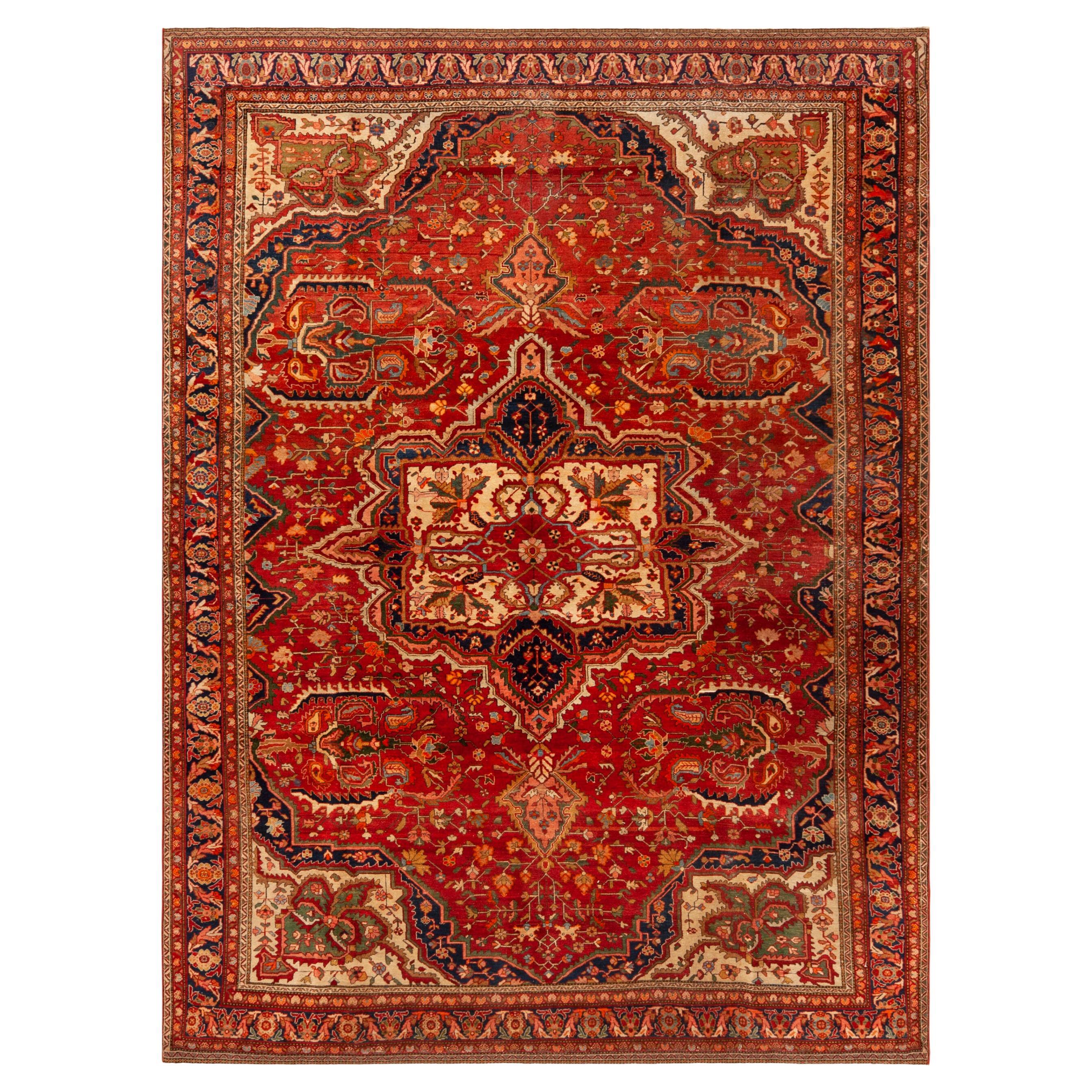 Collection Sally Antique Persian Farahan Sarouk Rug 7 ft 2 in x 9 ft 8 in
