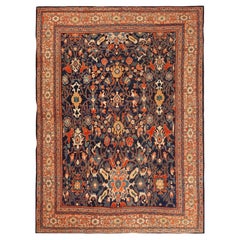 Nazmiyal Collection Antique Persian Floral Mahal Rug 8 ft 7 in x 11 ft 3 in