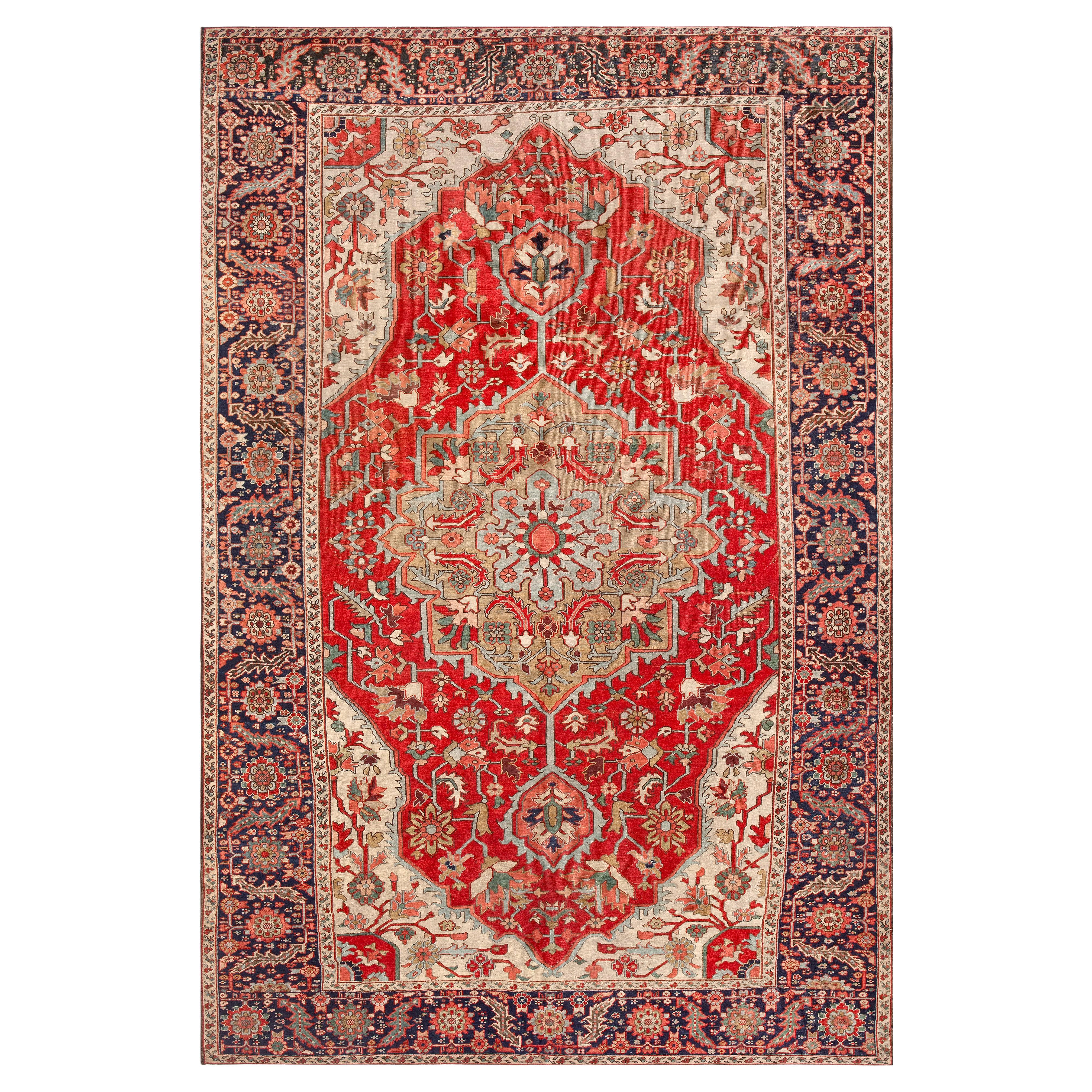 Nazmiyal Collection Antique Persian Heriz Serapi Rug 7'10" x 11'7"
