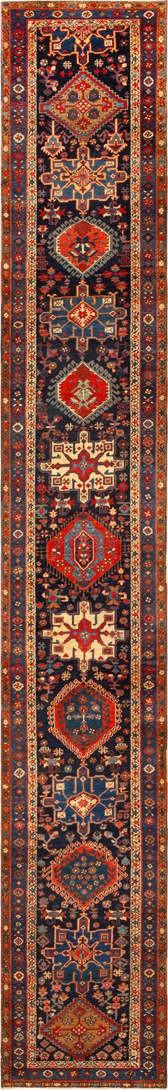 Nazmiyal Collection Antique Persian Heriz Serapi Runner Rug 3' x 19'3"