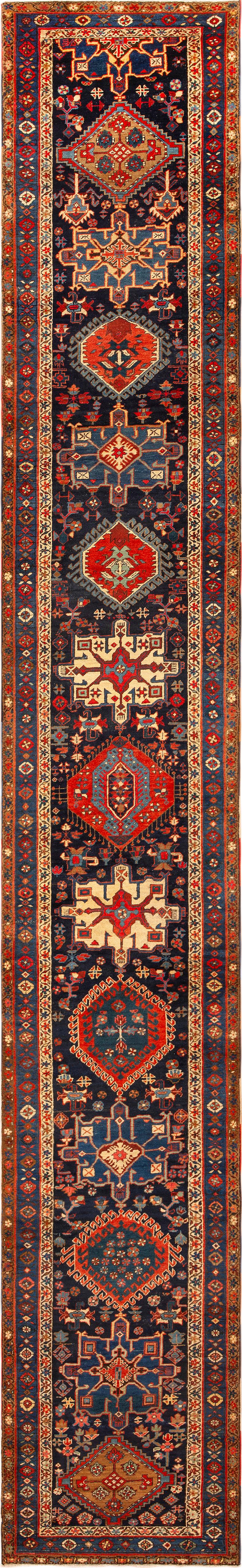Annodato a mano Collection'S Tappeto Runner Heriz Serapi Persiano Antico 3' x 19'3