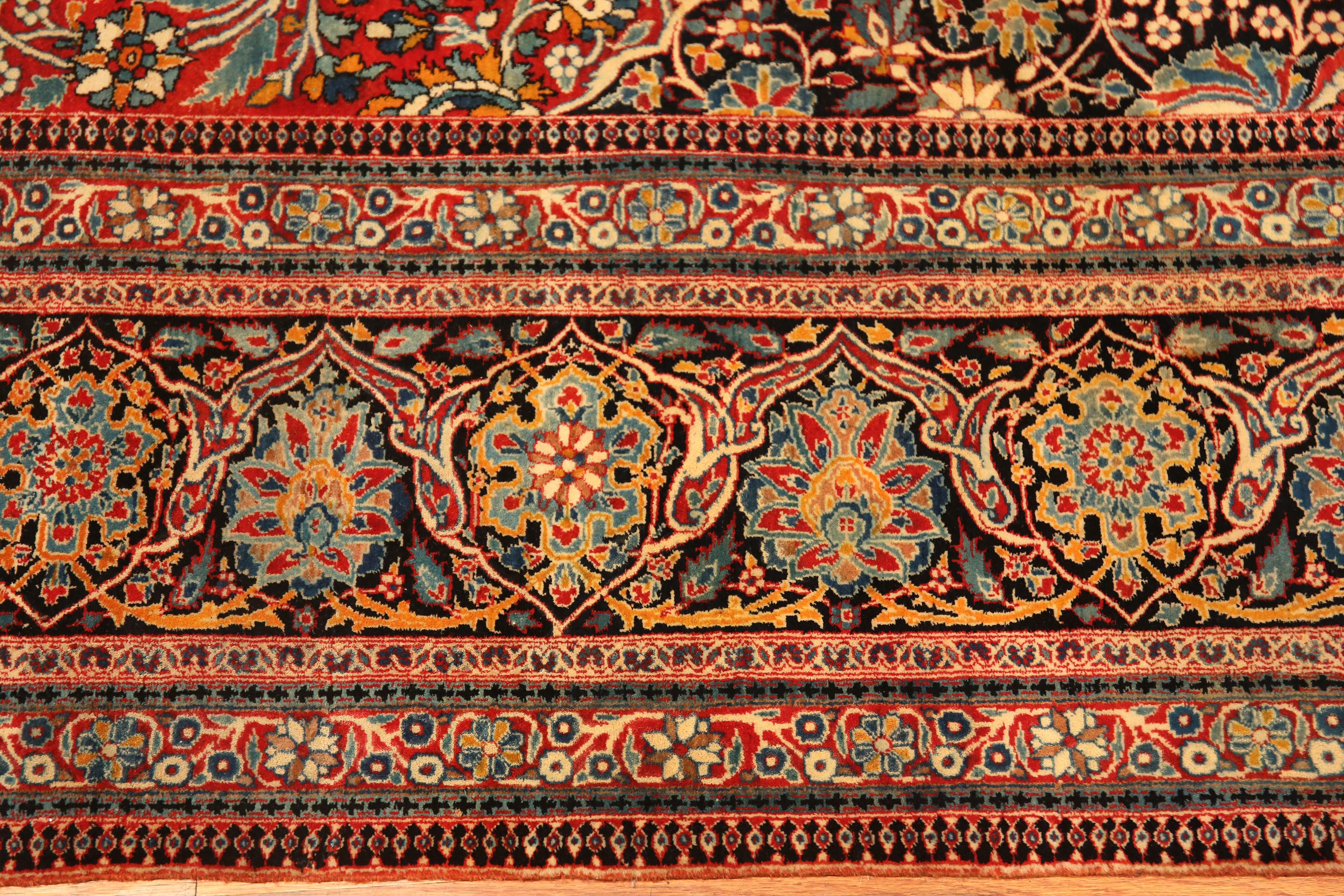 Atemberaubender antiker persischer Kashan Mohtashem Blumenteppich, Herkunftsland: Persien, CIRCA Datum: 1880