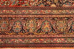 Antico tappeto floreale persiano Kashan Mohtashem