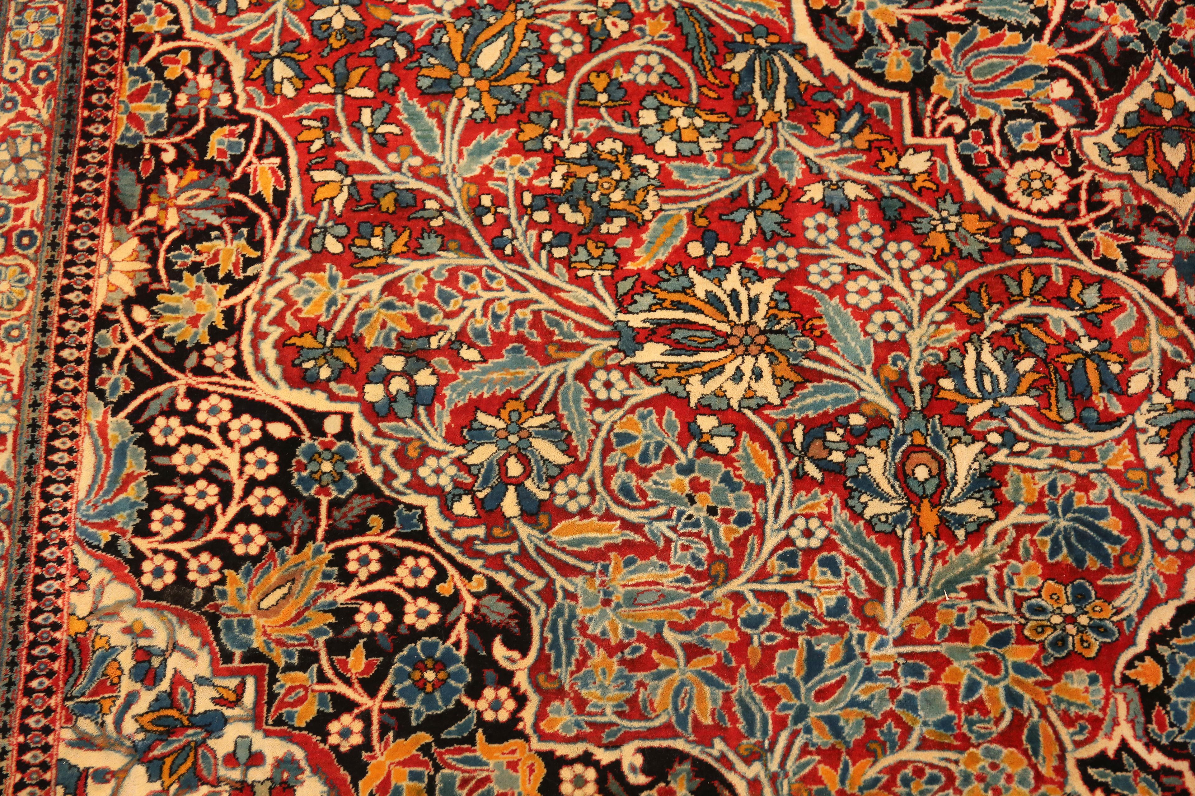 Antiker persischer Kashan Mohtashem Blumenteppich (Kaschan) im Angebot