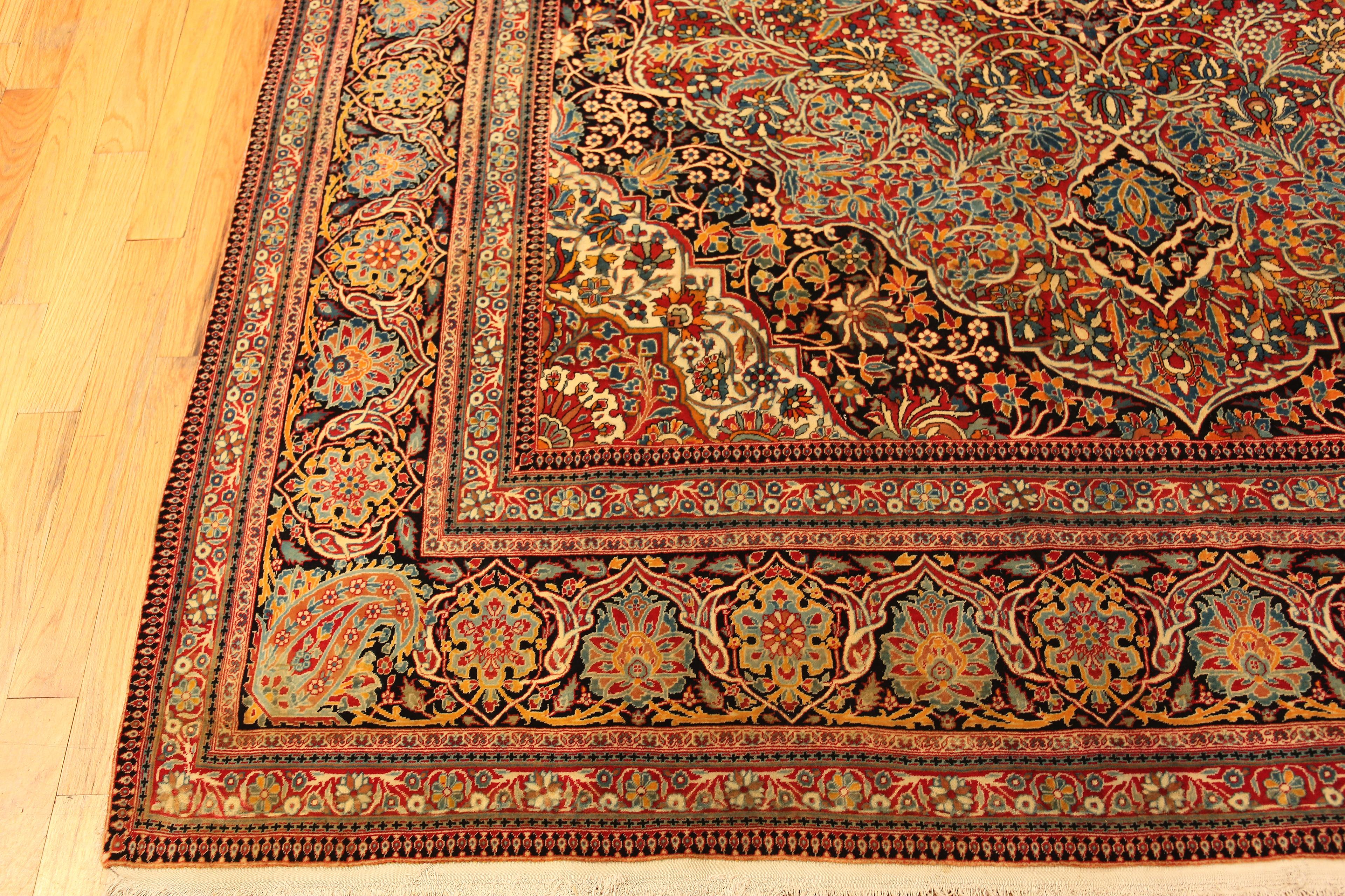 Antiker persischer Kashan Mohtashem Blumenteppich (Persisch) im Angebot