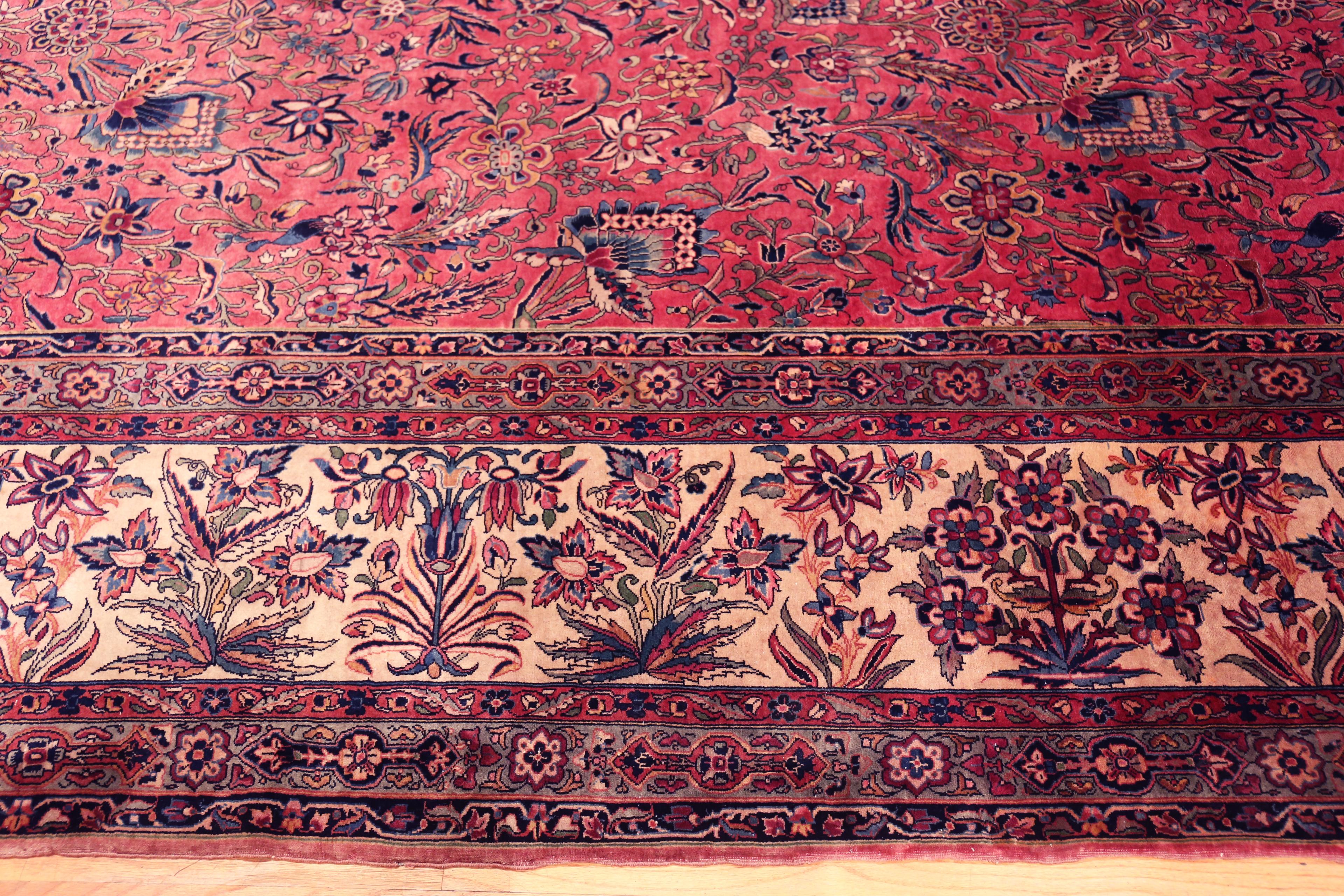 Noué à la main Collection Nazmiyal Collection Antique Perse Kashan Tapis 14 ft 7 in x 19 ft 6 in en vente